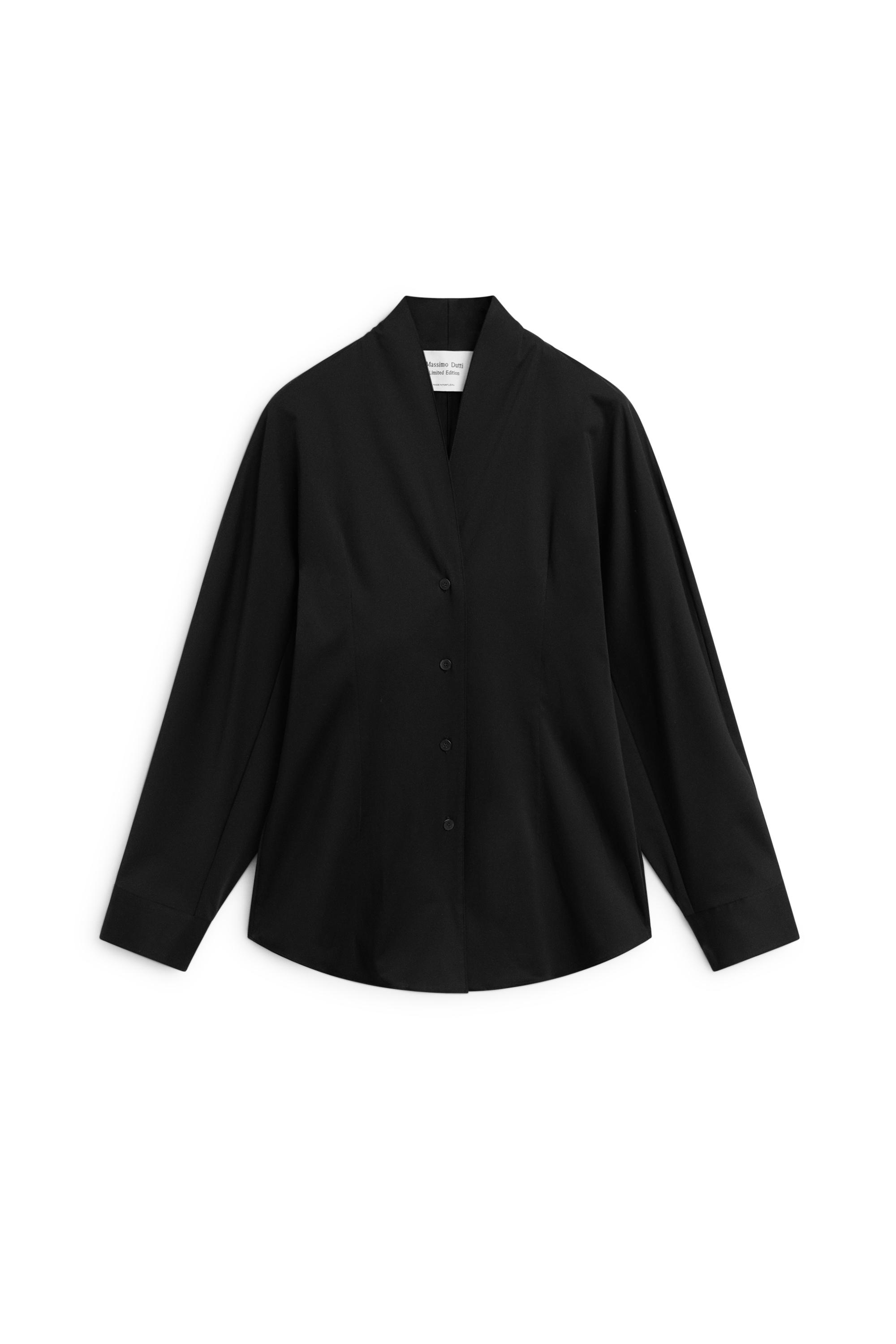 Poplin tuxedo-style collar shirt - LIMITED EDITION by Massimo Dutti