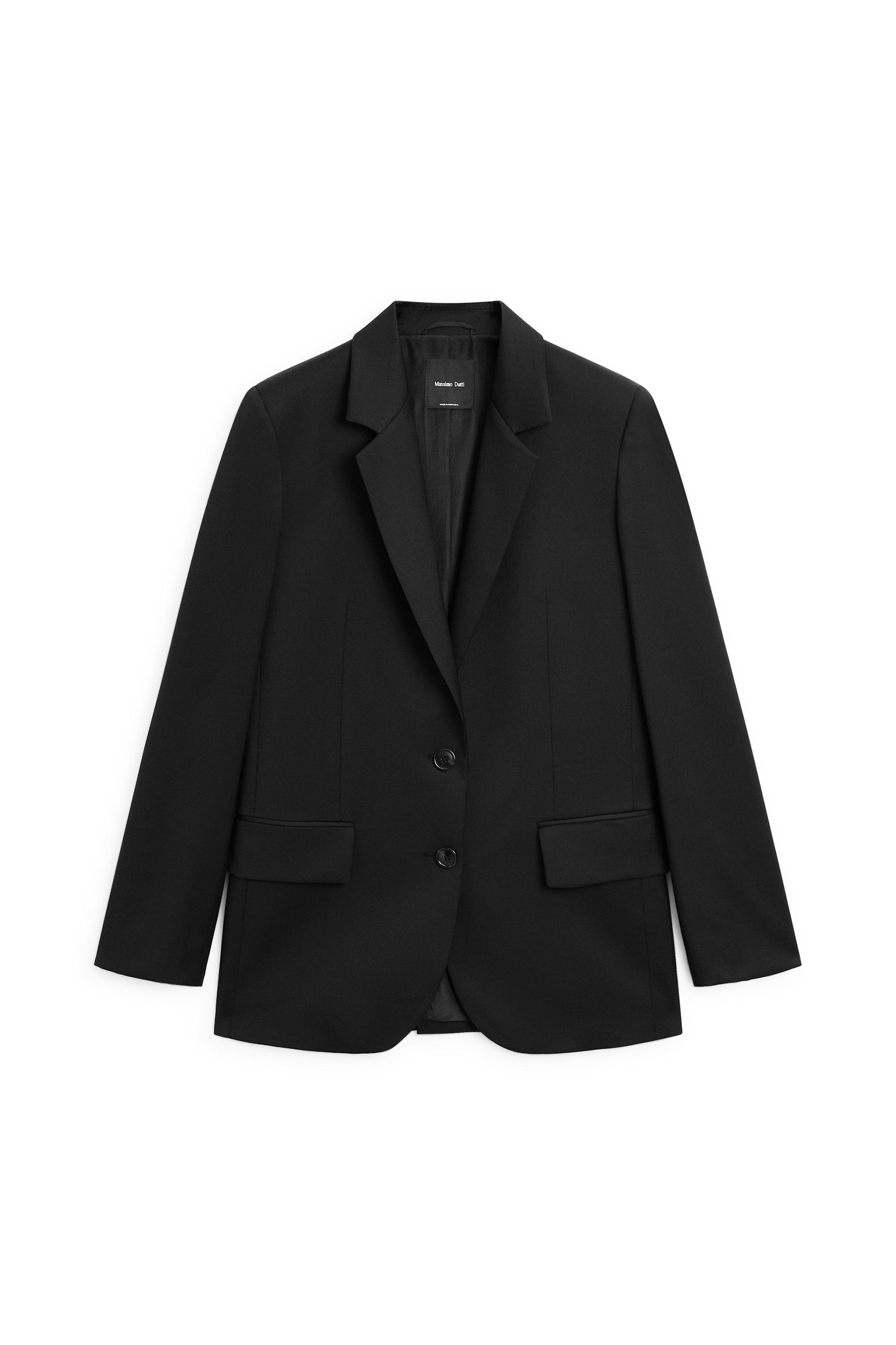 100% extra fine wool two-button blazer — BLACK