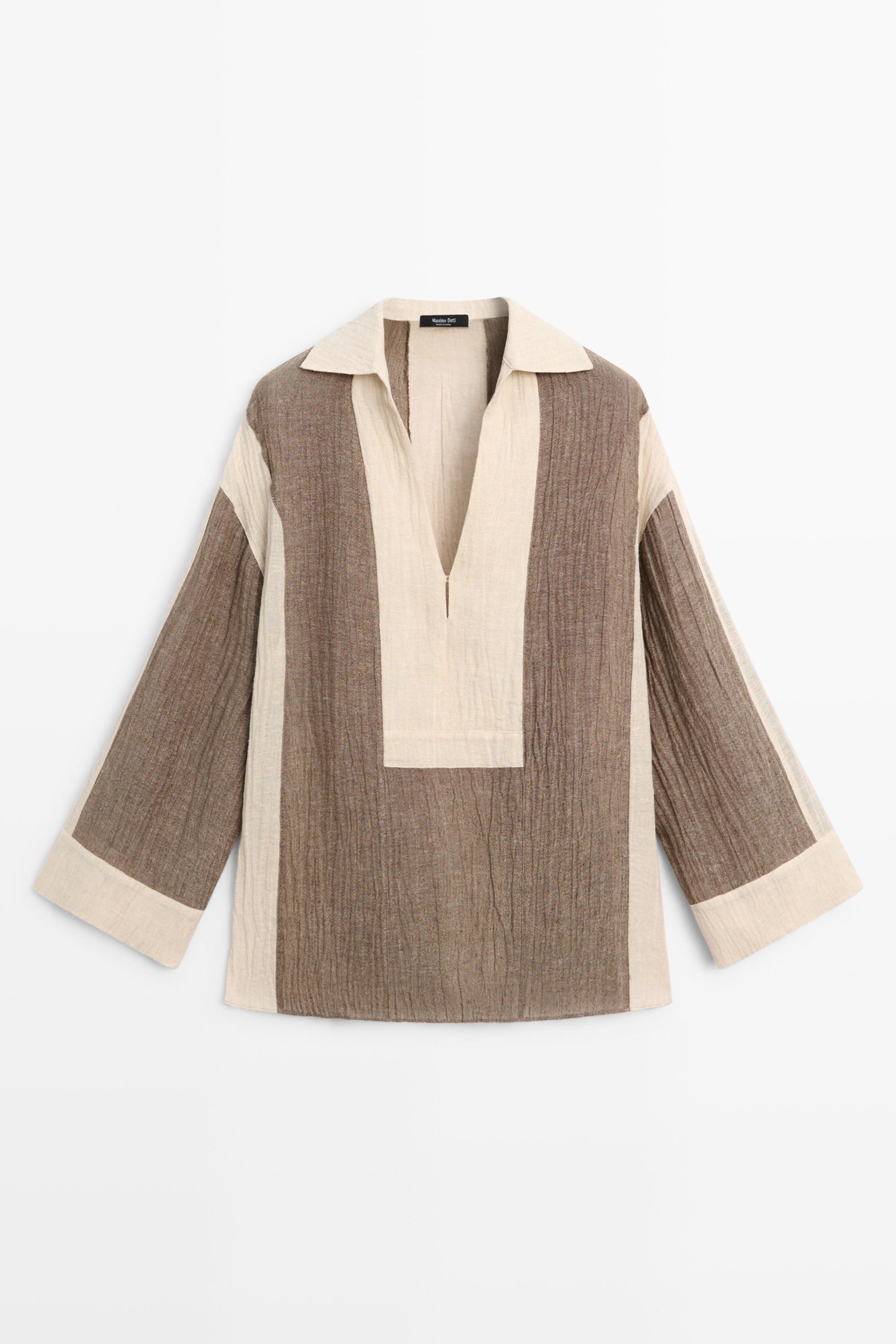 Blouse fluide texture lin mélangé