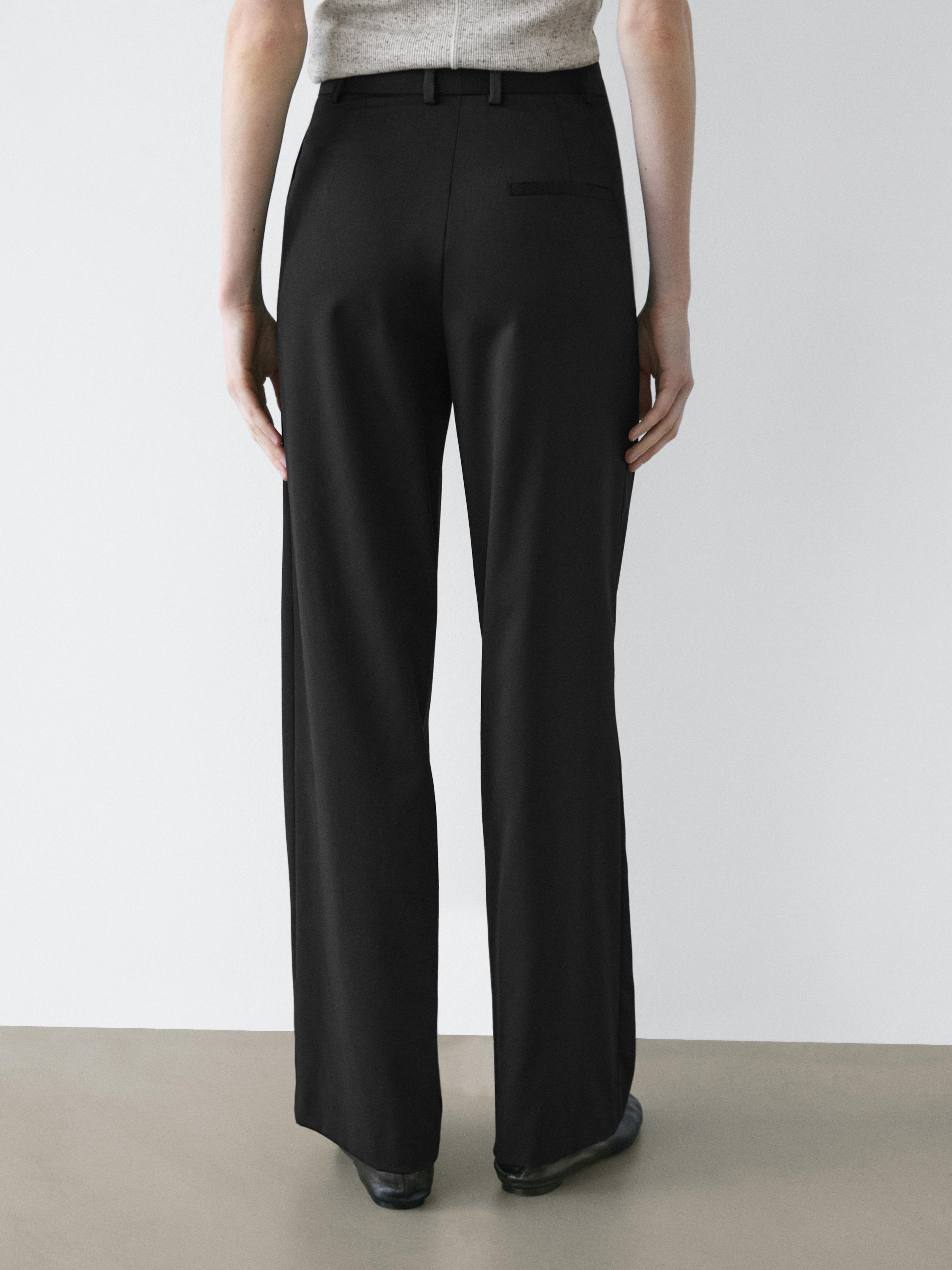 Extra fine wool pleated pants — BLACK