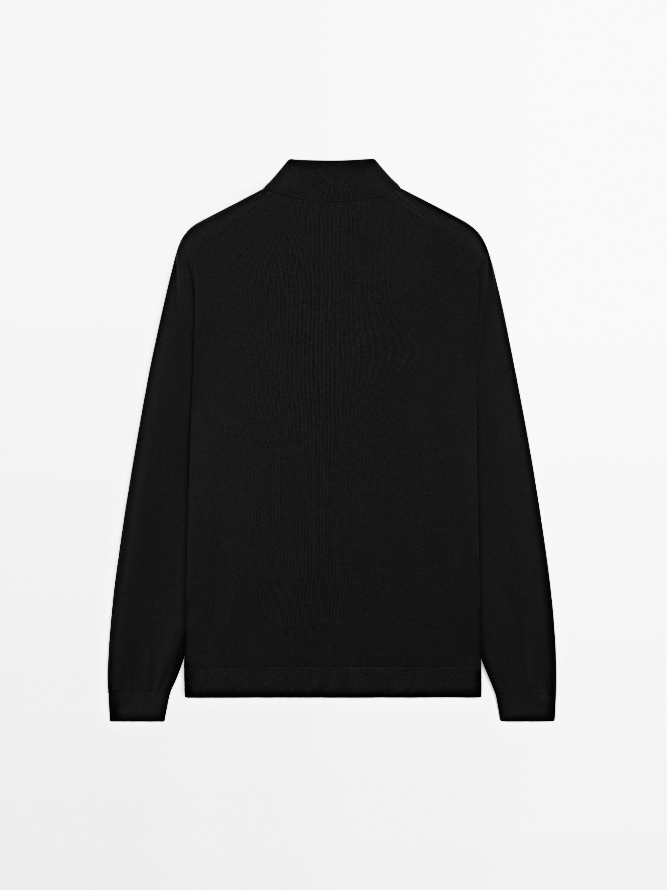 100% merino wool knit polo jumper