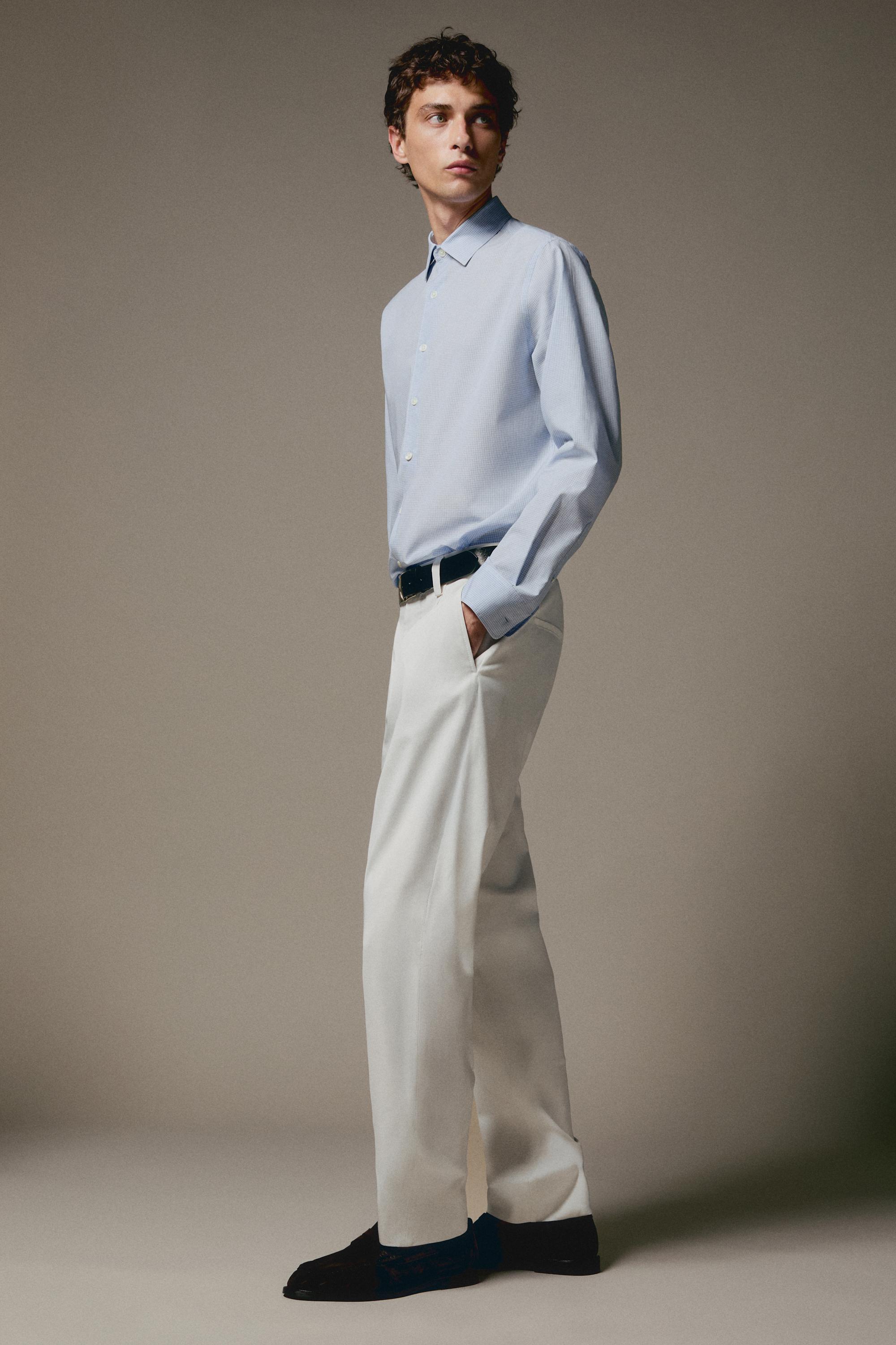 Cotton blend darted trousers — WHITE