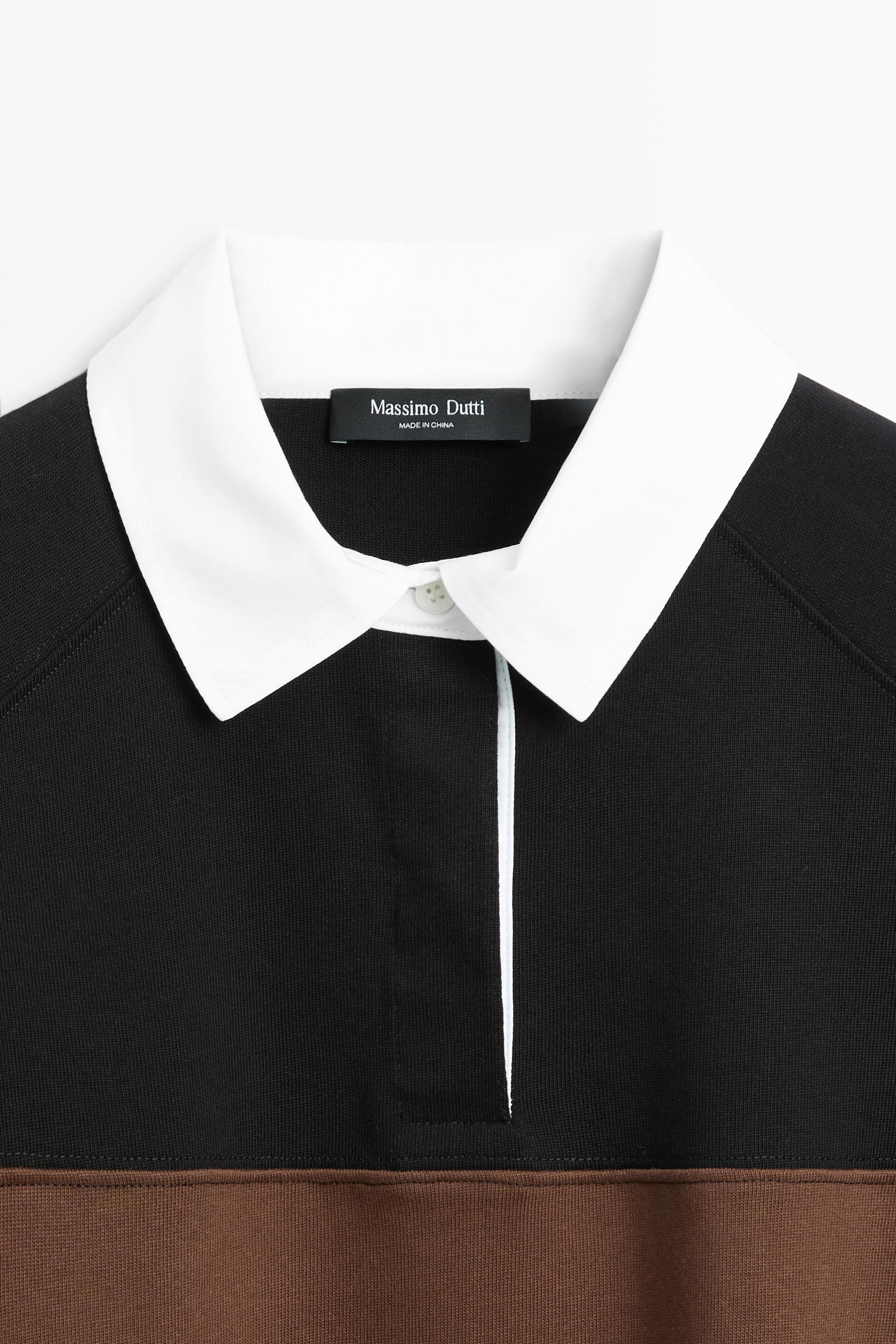 100% cotton wide-stripe polo shirt — BLACK
