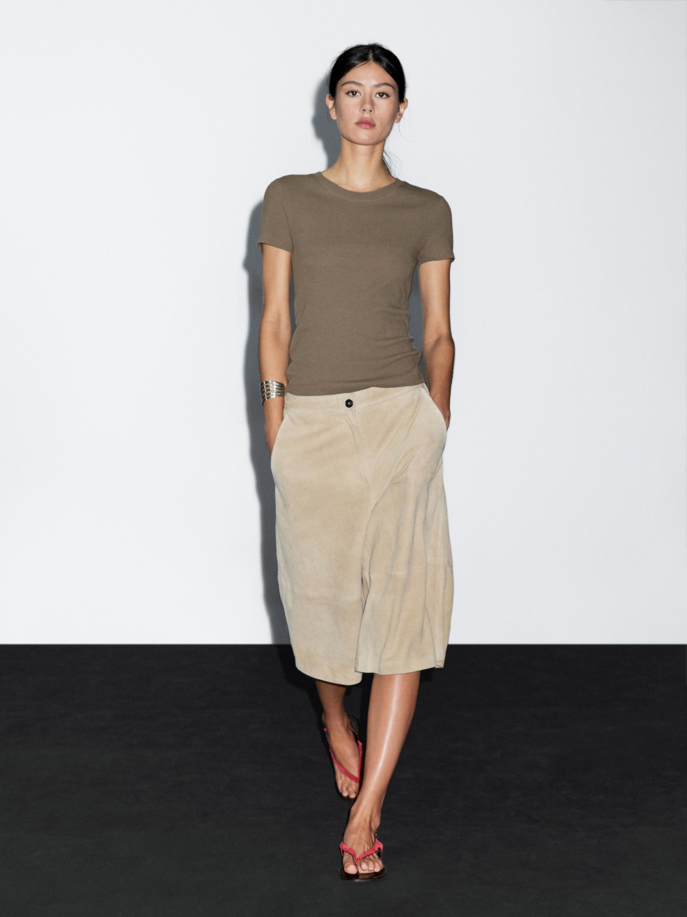 T-shirt texturé effet crêpe en coton