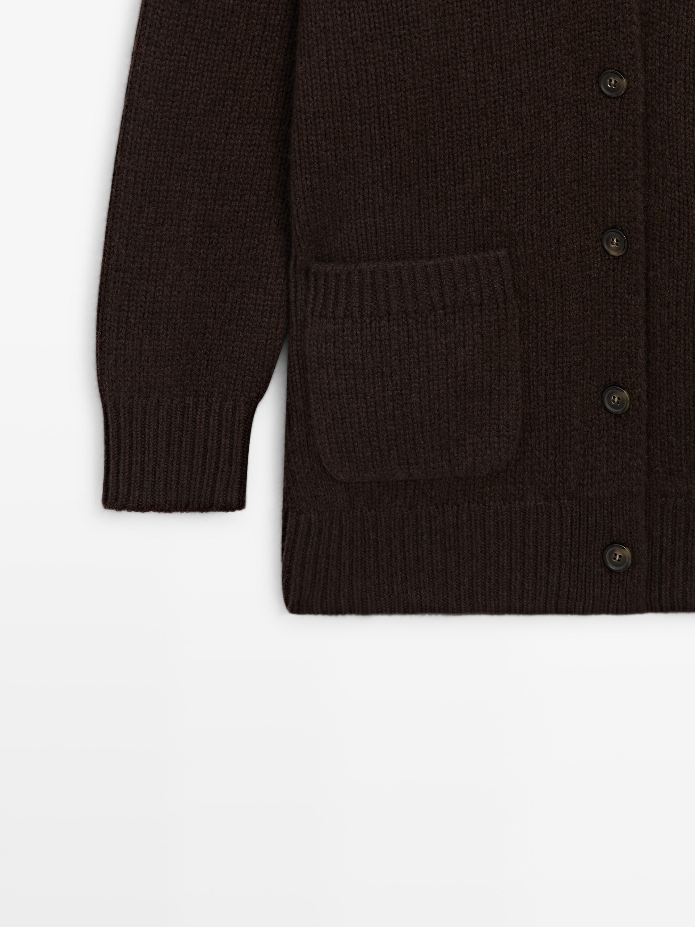 Long plain knit 100% cashmere cardigan