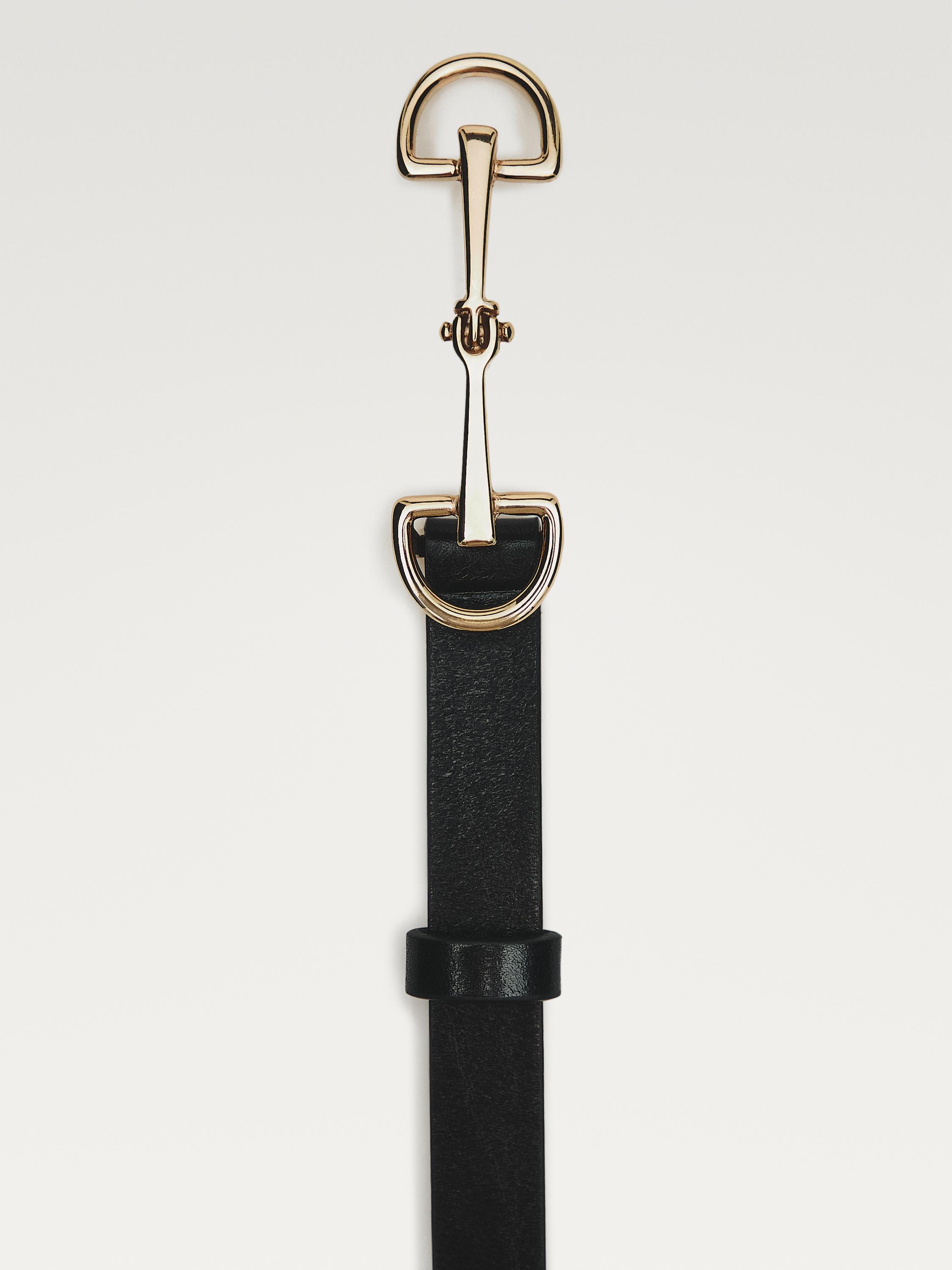 Equestrian nappa leather belt — BLACK