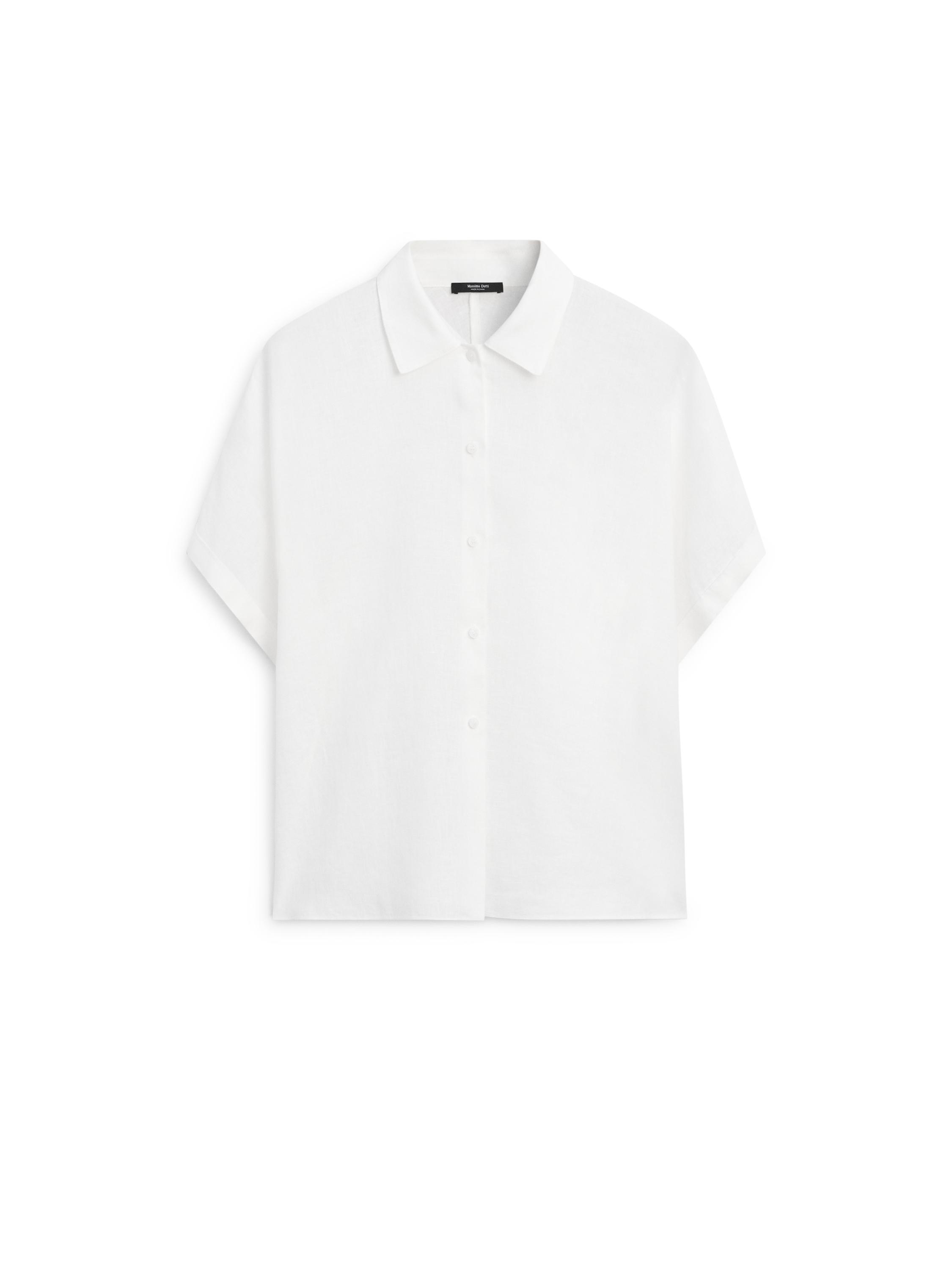 100% linen short sleeve shirt — WHITE