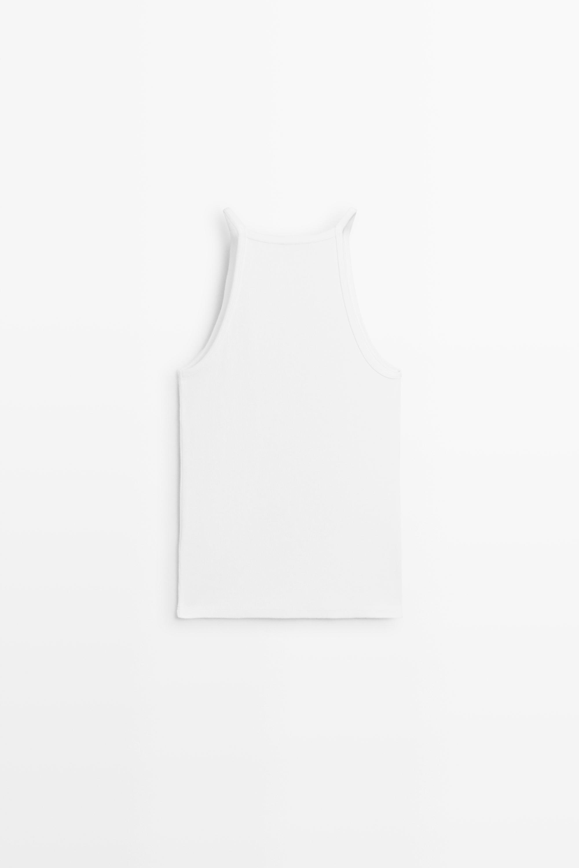 Cotton blend halter top — WHITE