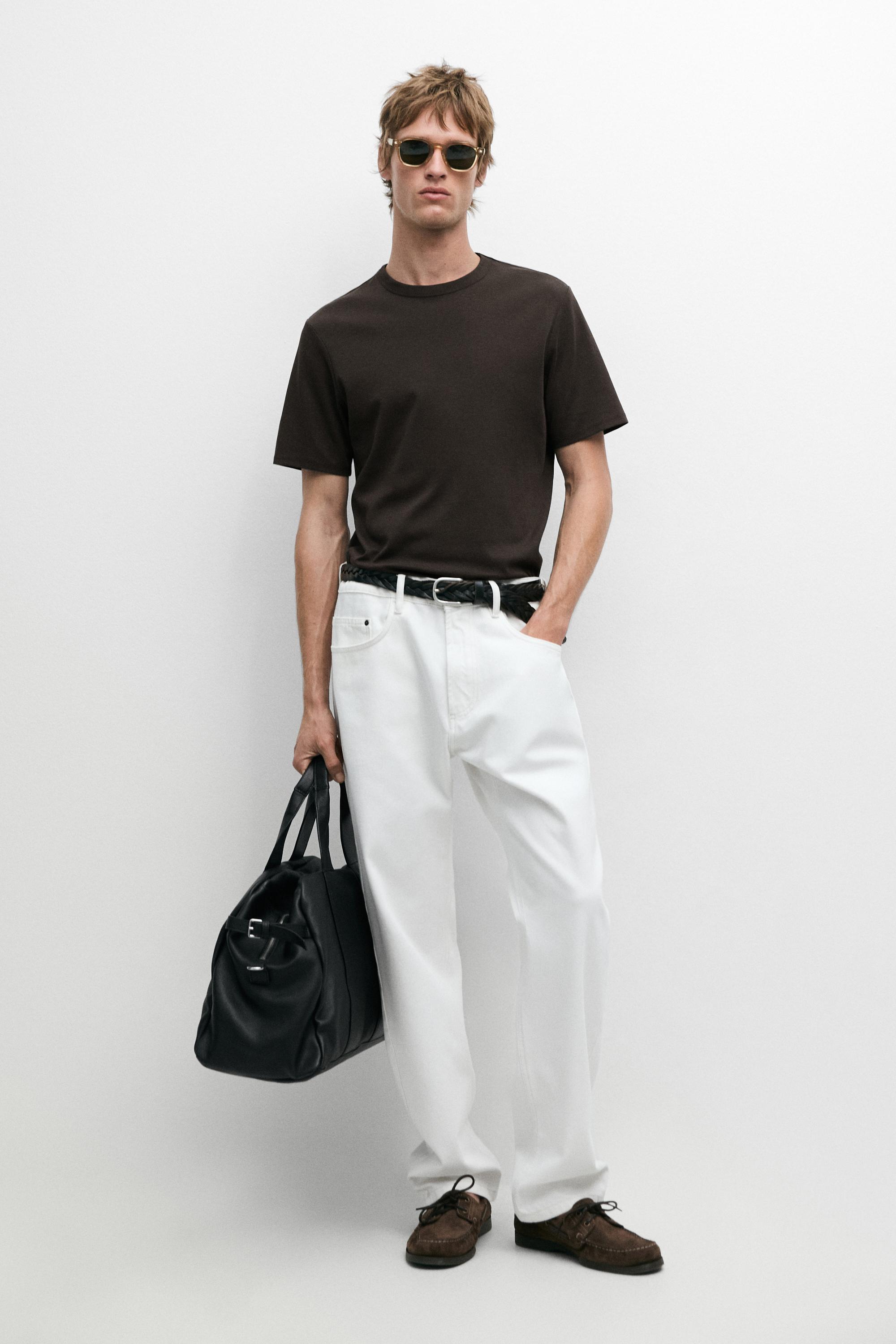Short sleeve cotton and silk T-shirt — CHARCOAL GREY