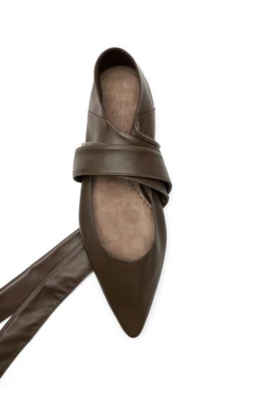 Leather lace-up ballet flat - LIMITED EDITION — KHAKI 7