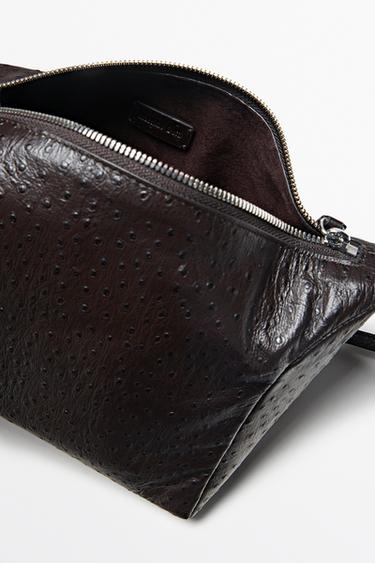 Textured nappa leather rectangular bag — BROWN 5