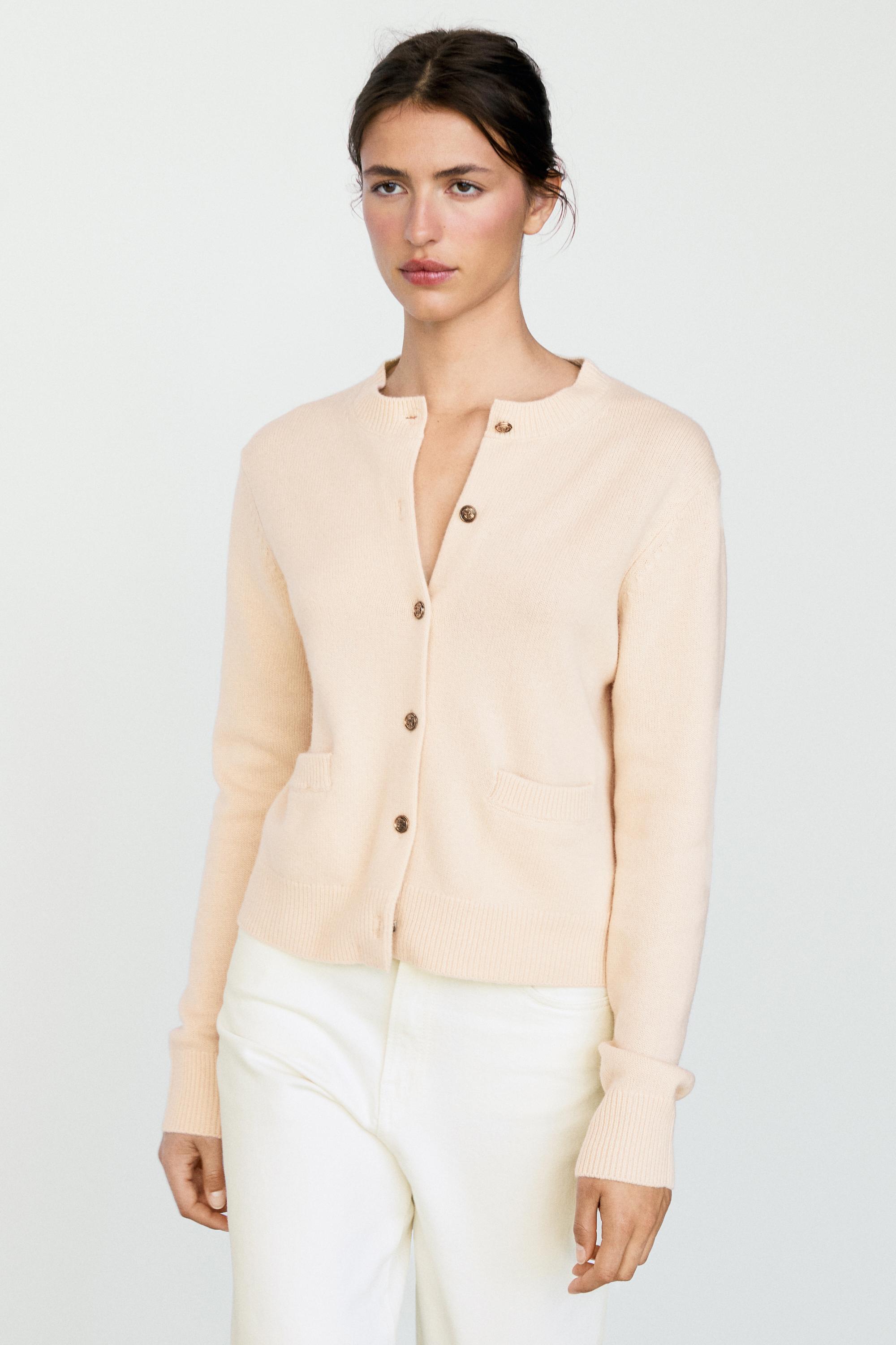Knit cardigan with gold buttons