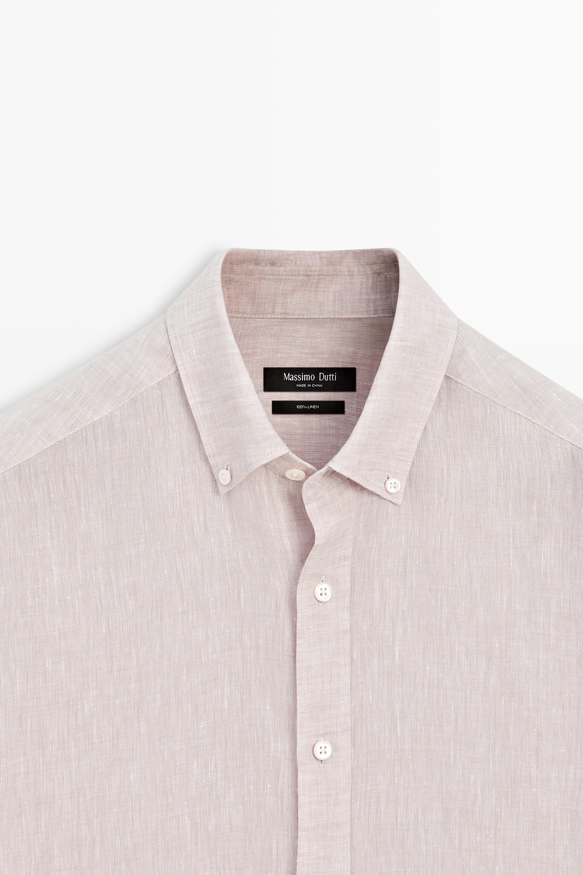 100% Linen regular fit shirt — MAUVE