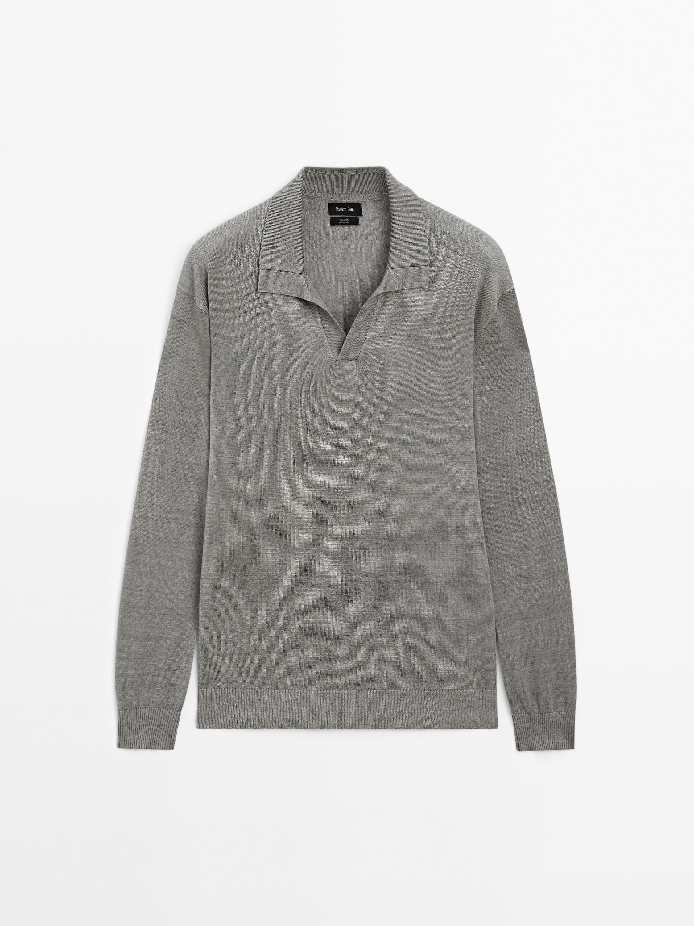 Polo knit jumper 100% linen