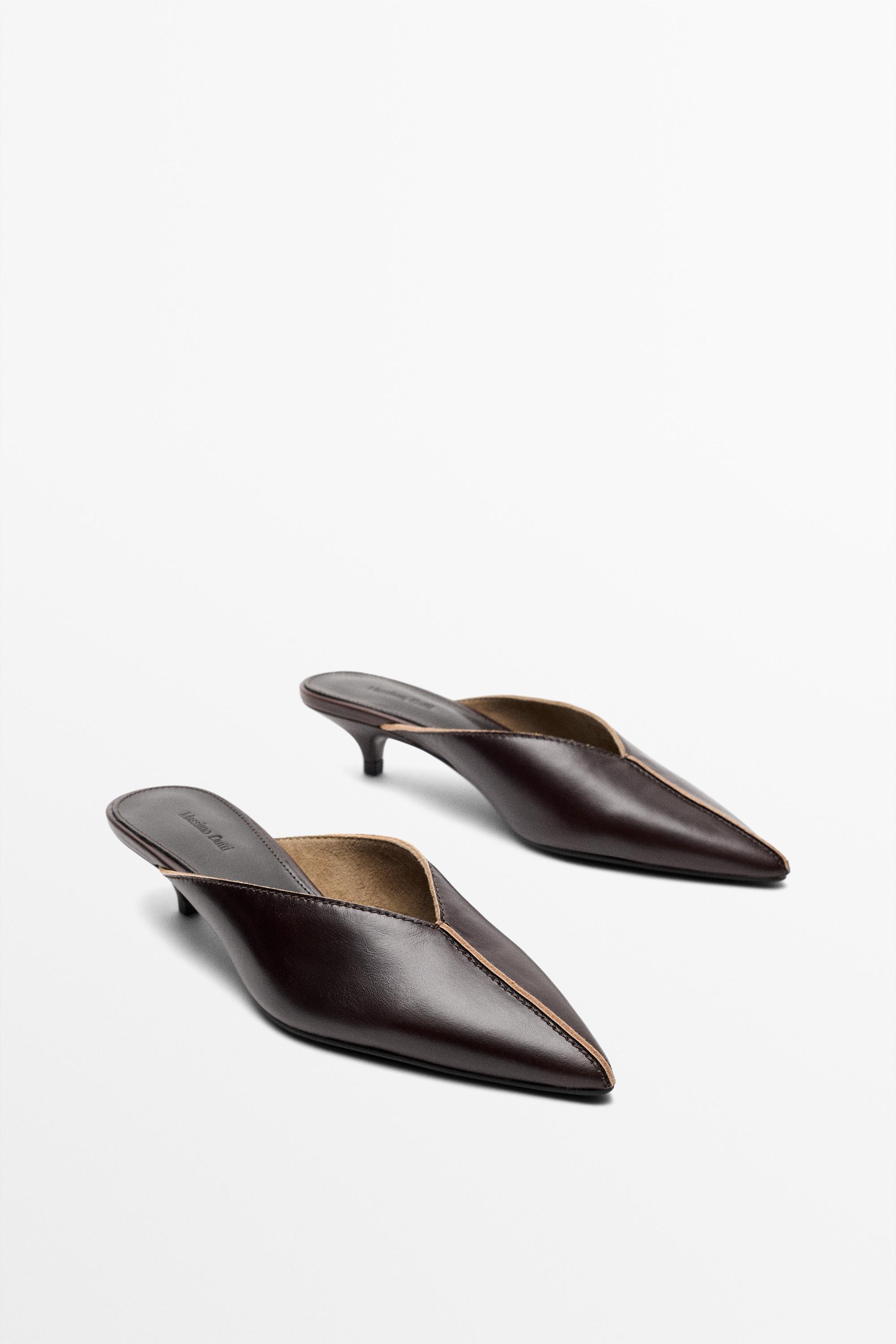 Heeled mule shoe — BROWN