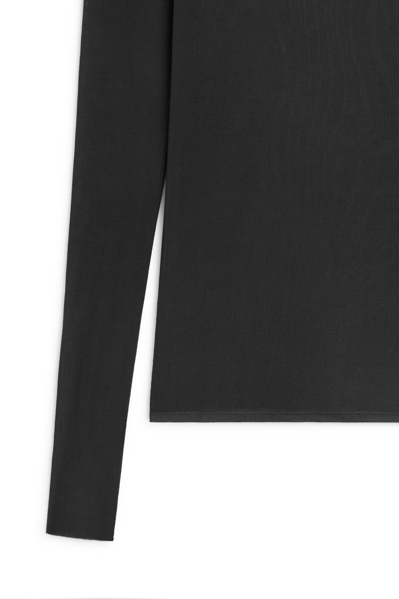 100% silk funnel neck T-shirt - LIMITED EDITION — CHARCOAL
