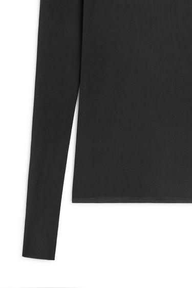 100% silk funnel neck T-shirt - LIMITED EDITION — CHARCOAL 8