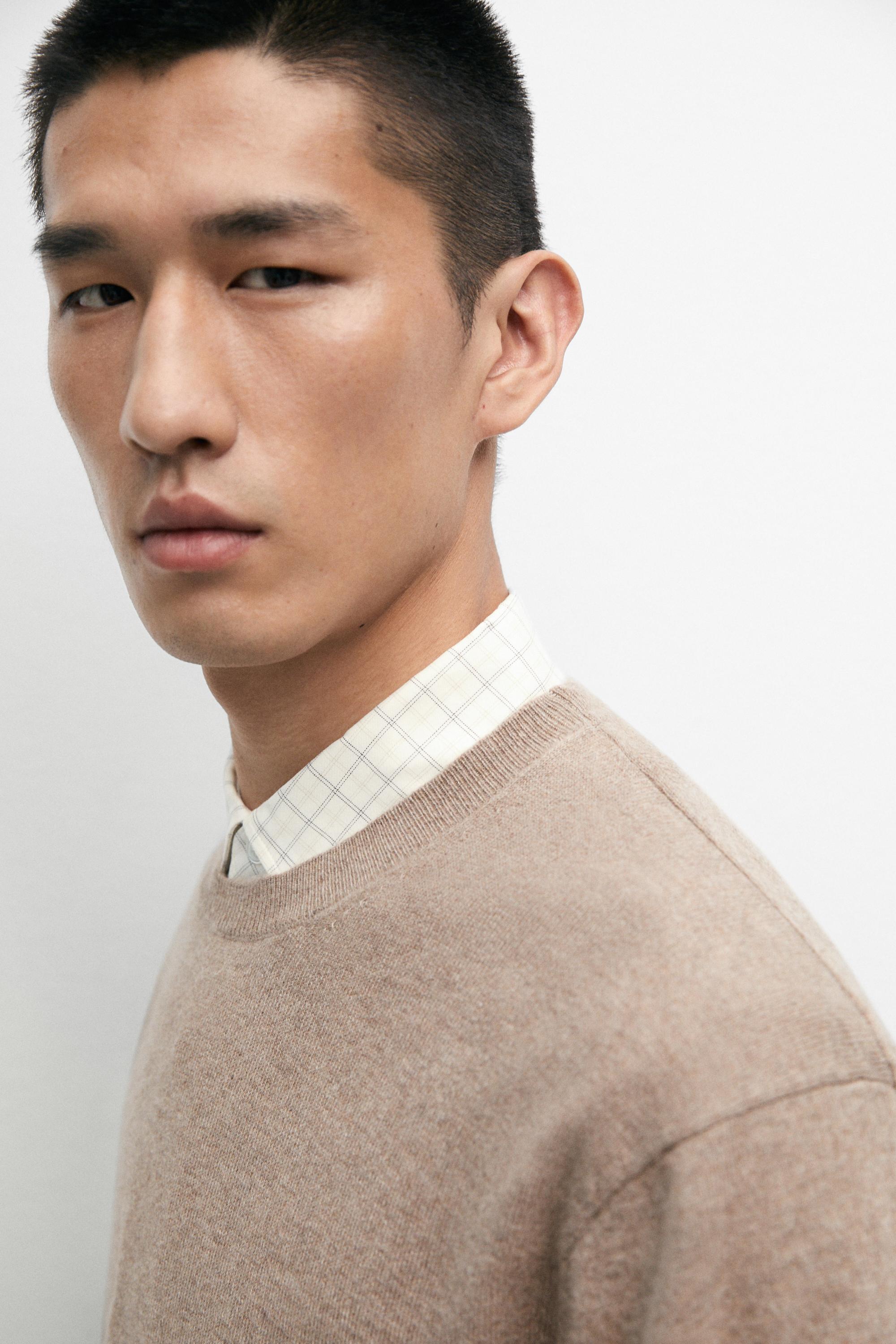 100% cashmere ribbed knit sweater — MINK