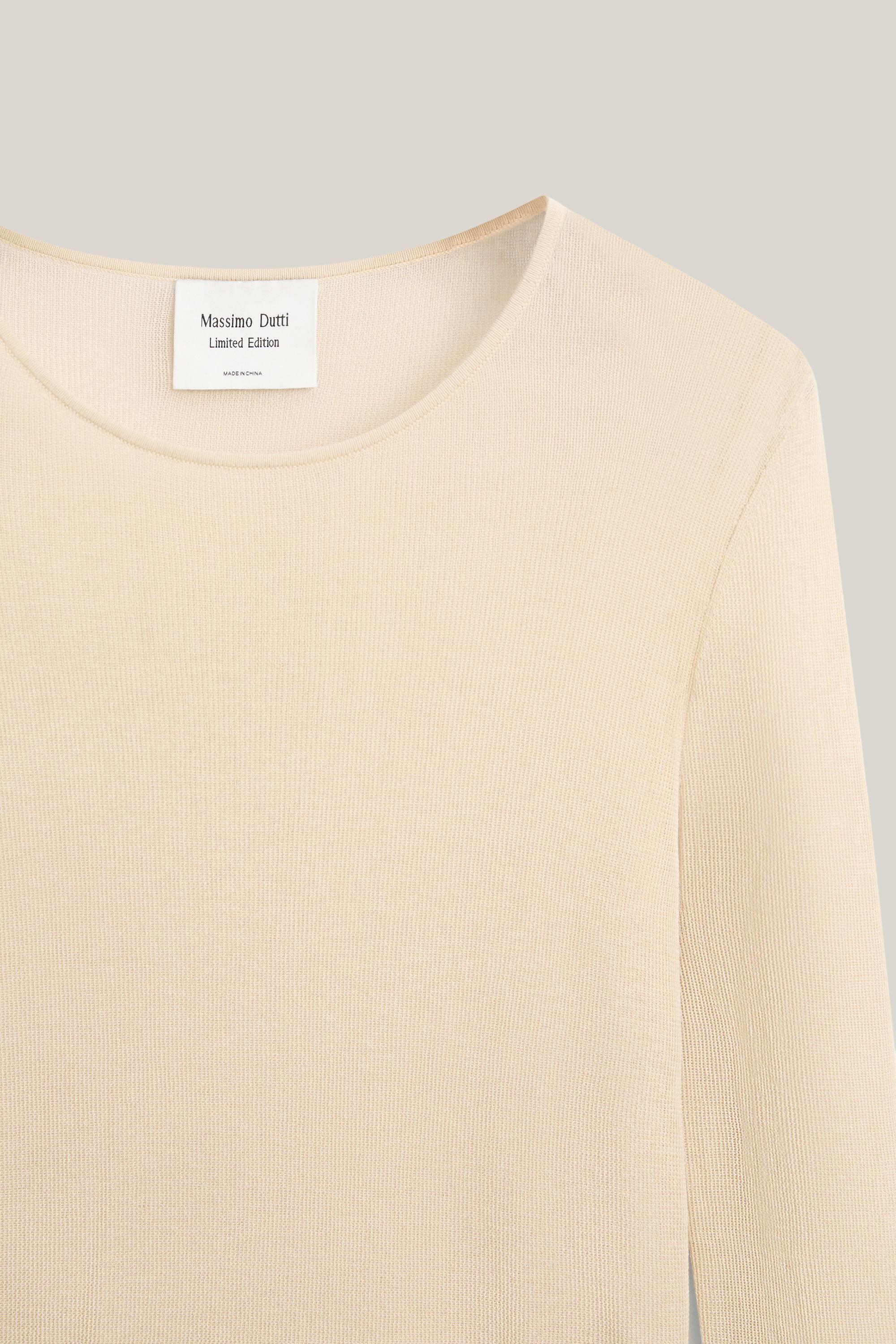 Transparent silk blend top with long sleeves - LIMITED EDITION — SAND