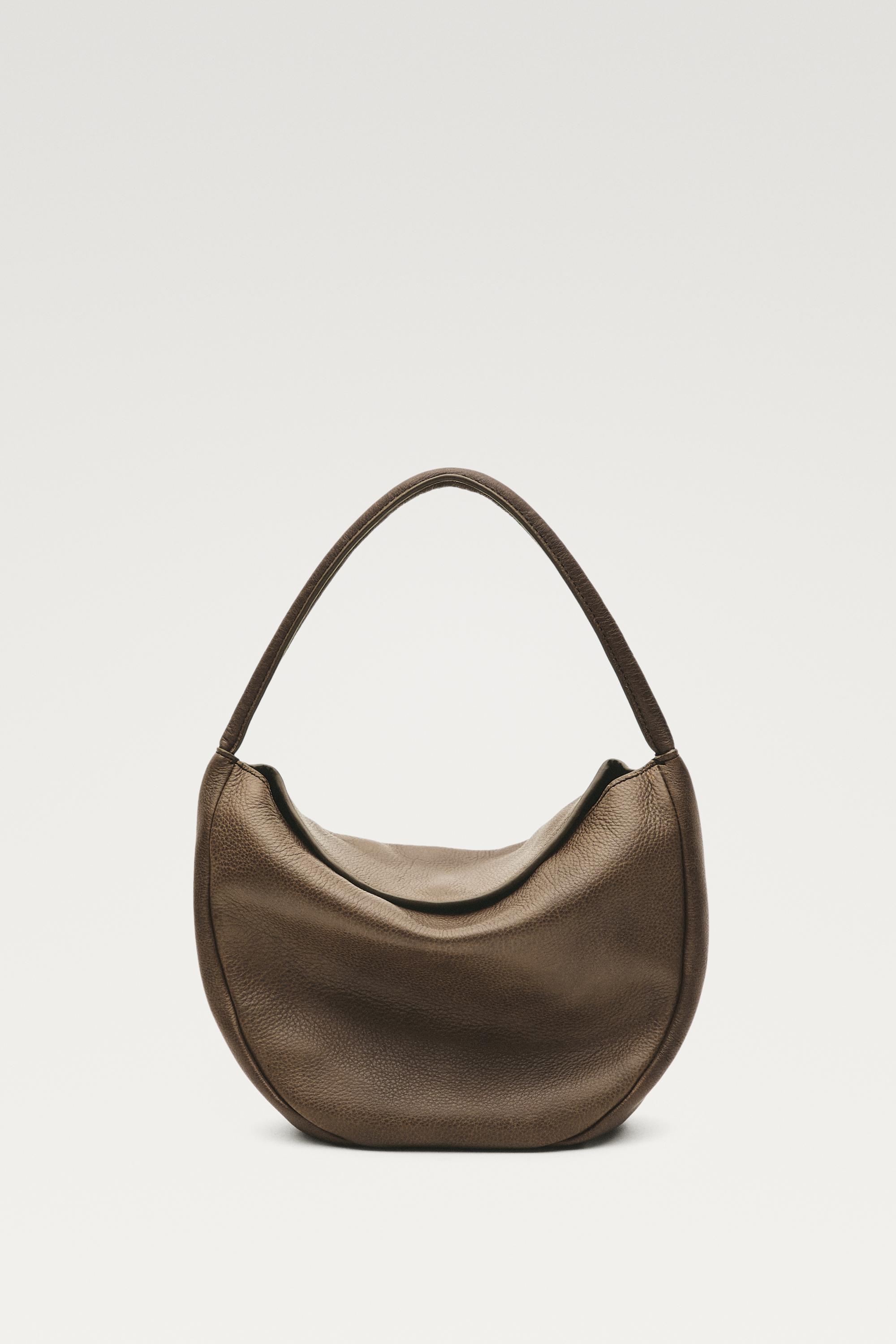 Nappa leather mini slouch bag — KHAKI