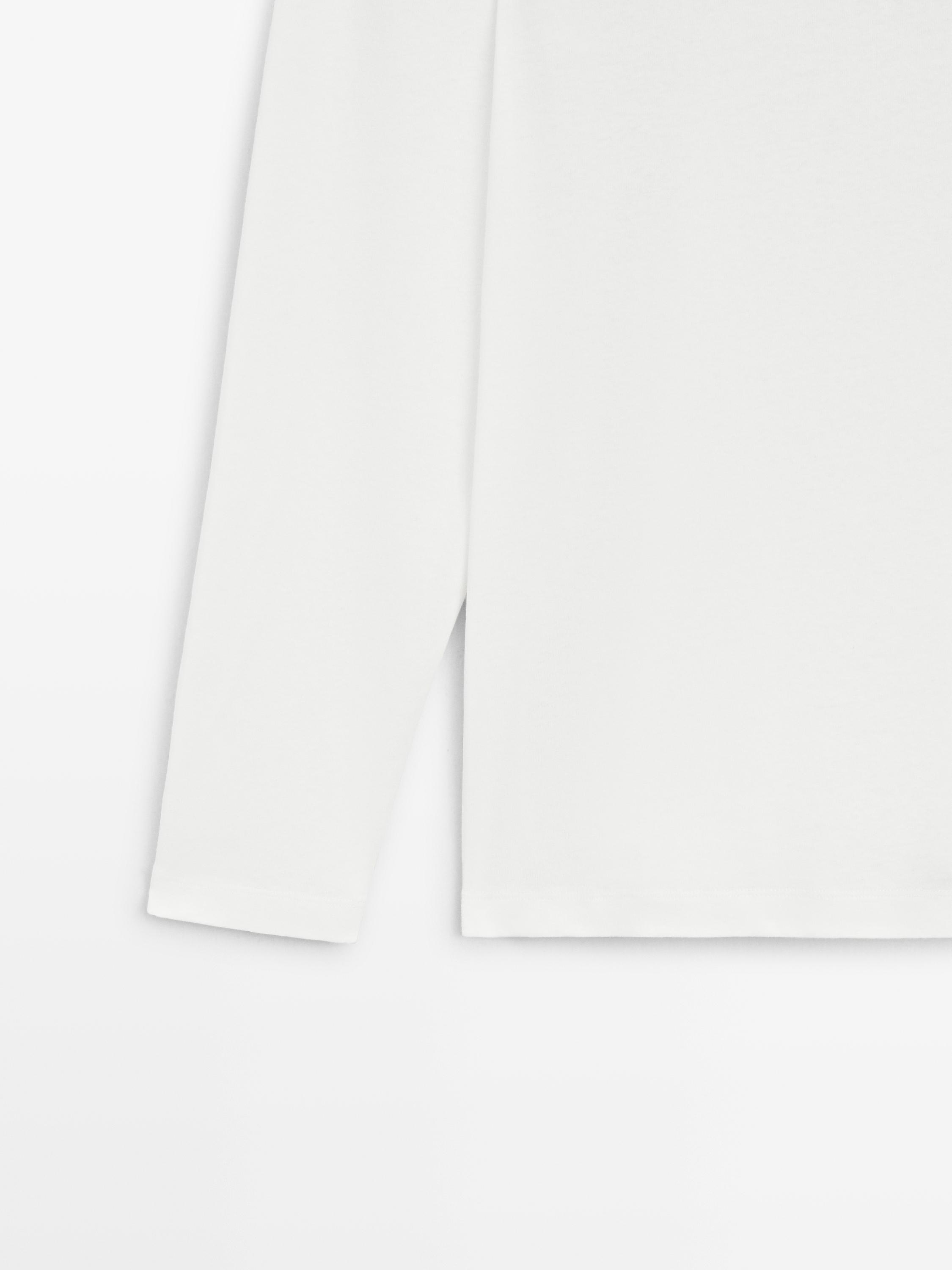 Long sleeve henley neck T-shirt — WHITE
