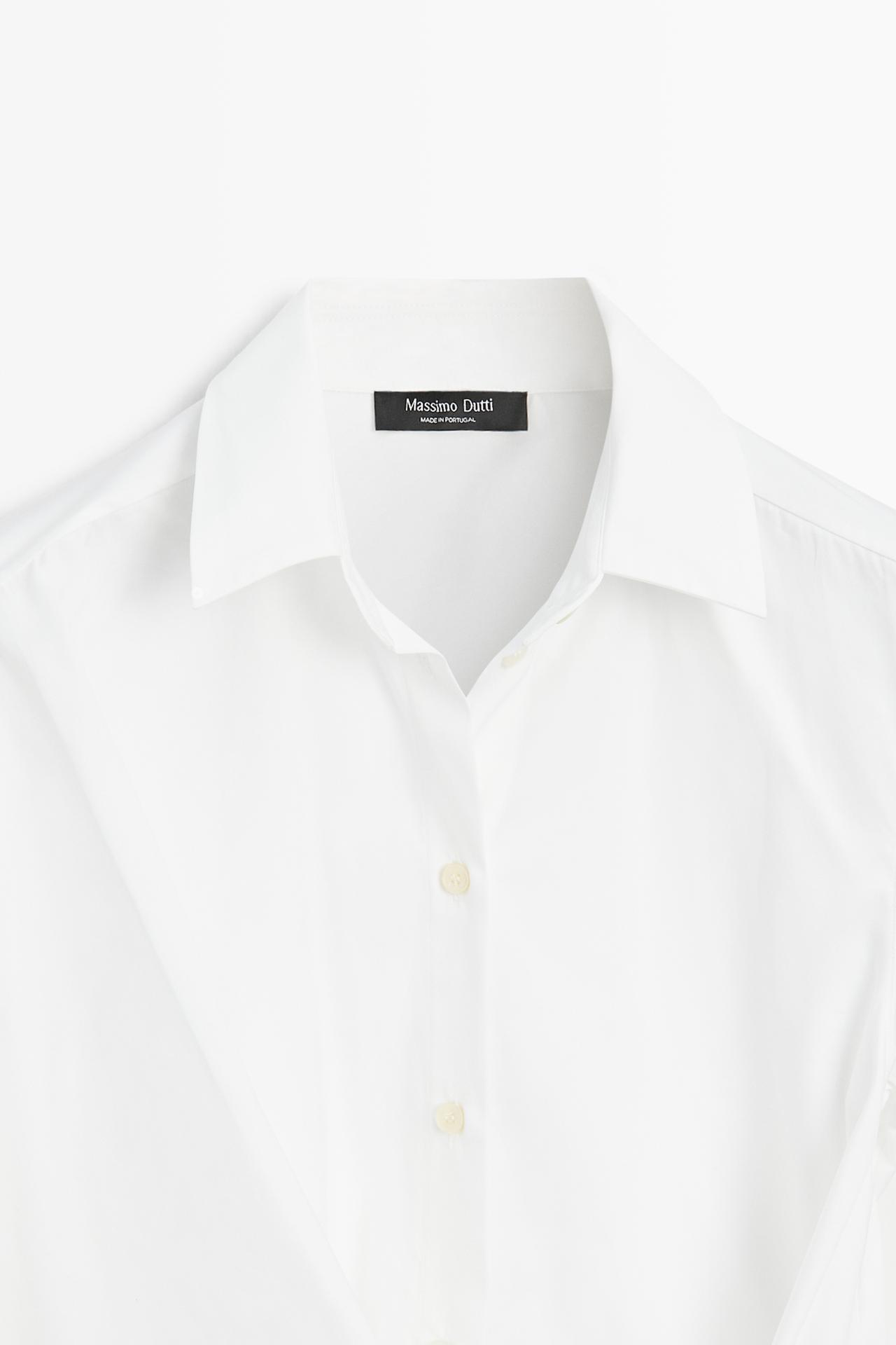 100% cotton poplin crossover shirt — WHITE