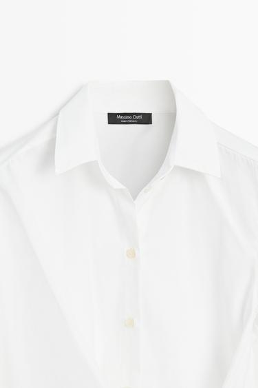 100% cotton poplin crossover shirt — WHITE 9