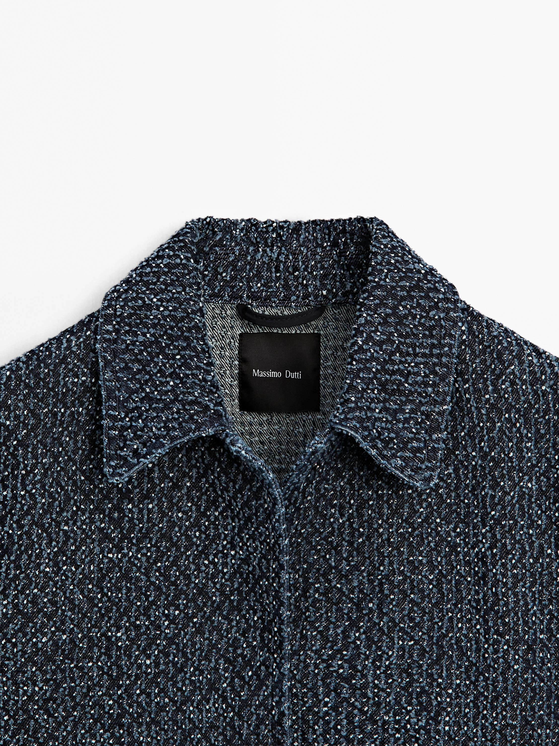 Short denim jacket with textured detail