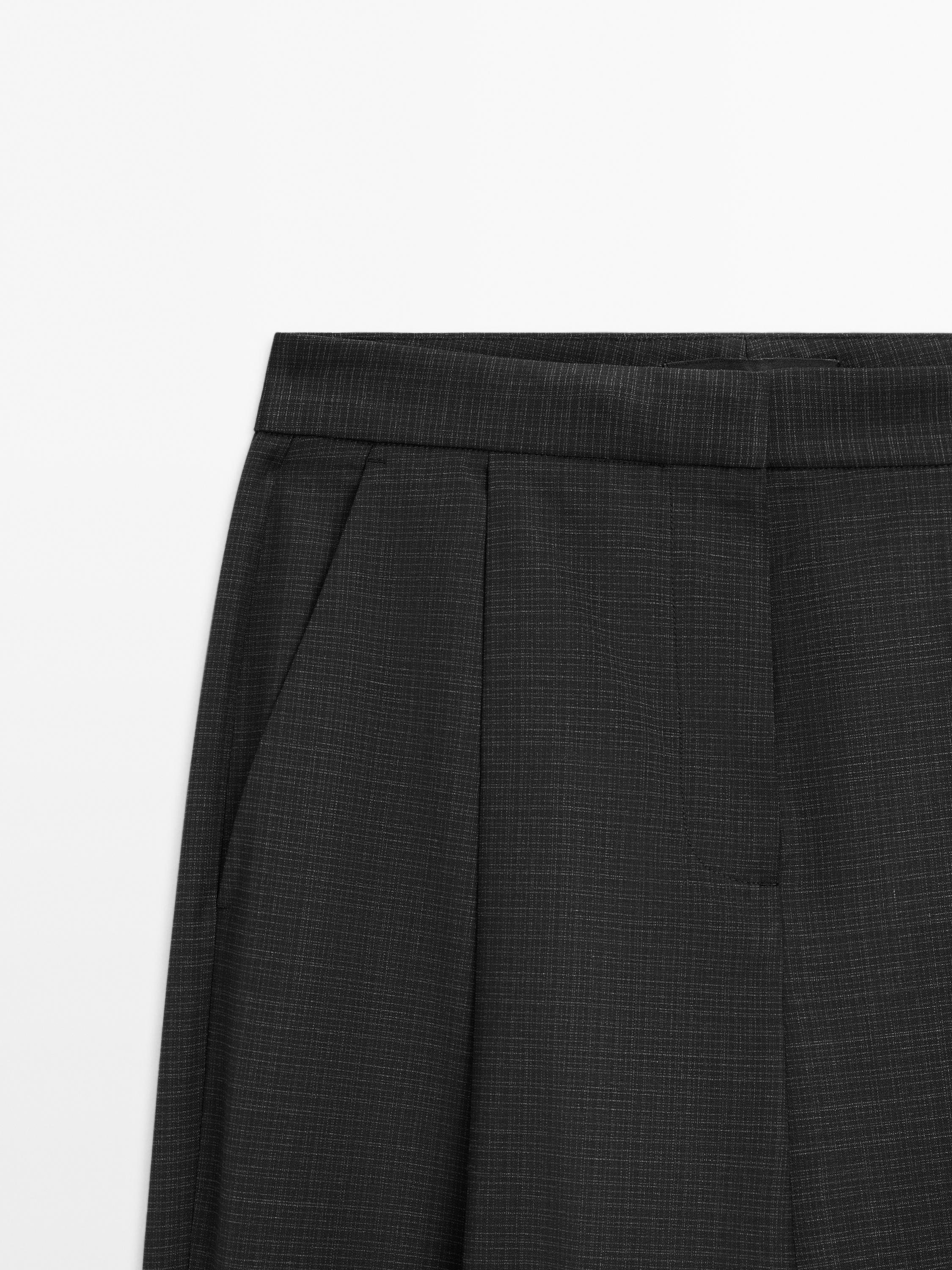 Wool blend darted trousers