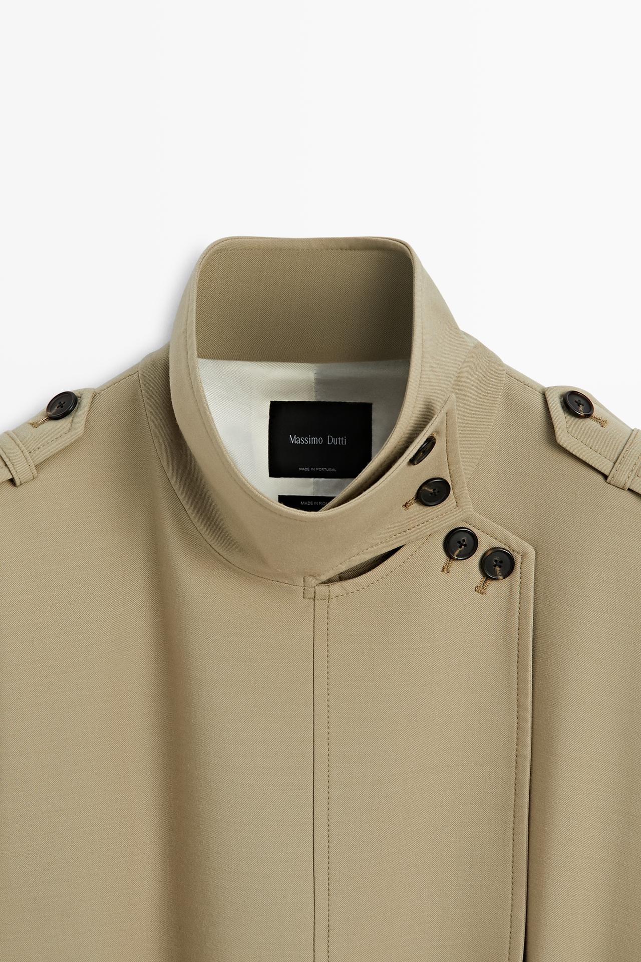 Mid-length belted trench coat — BEIGE