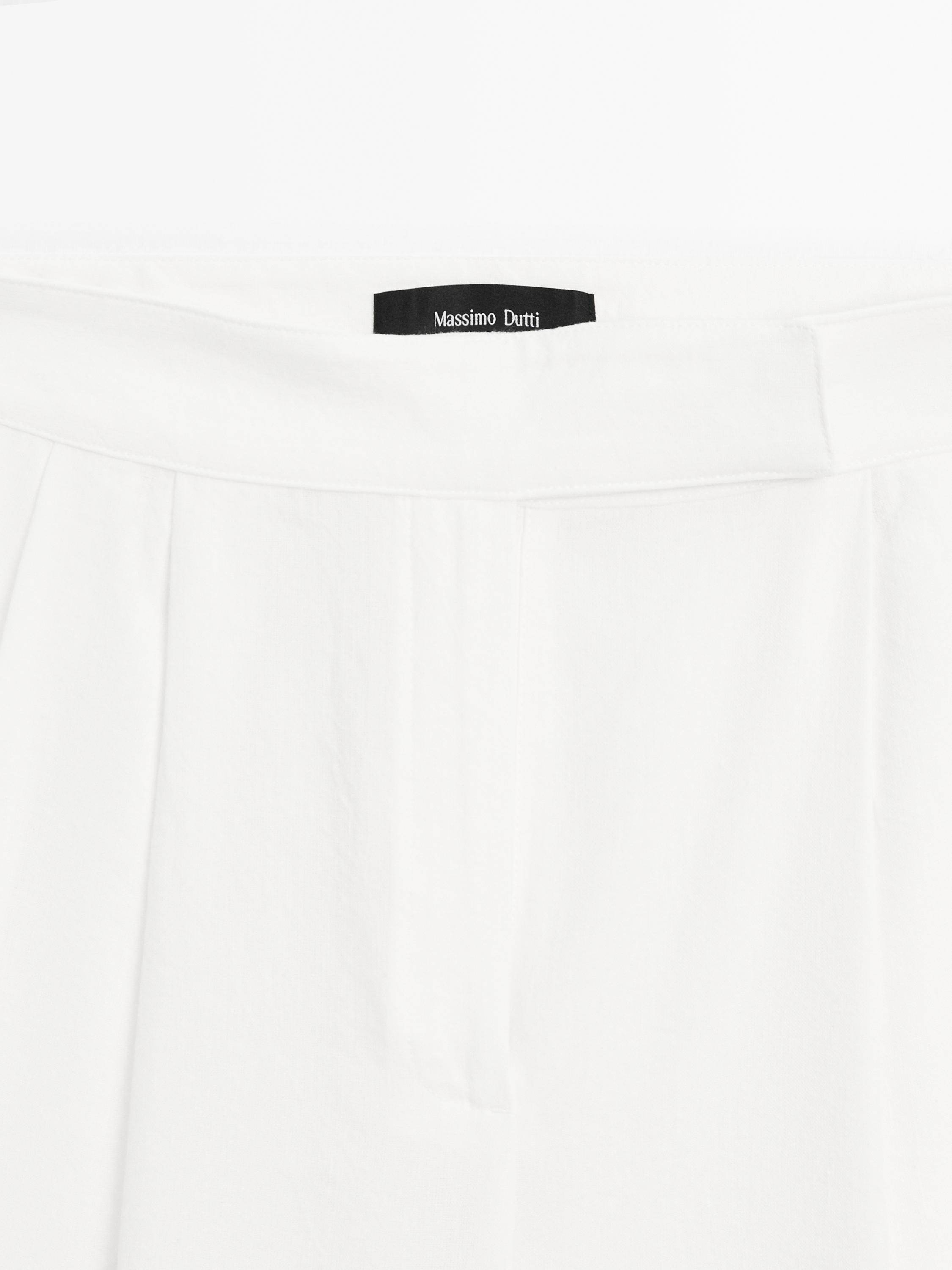 Linen blend darted palazzo trousers