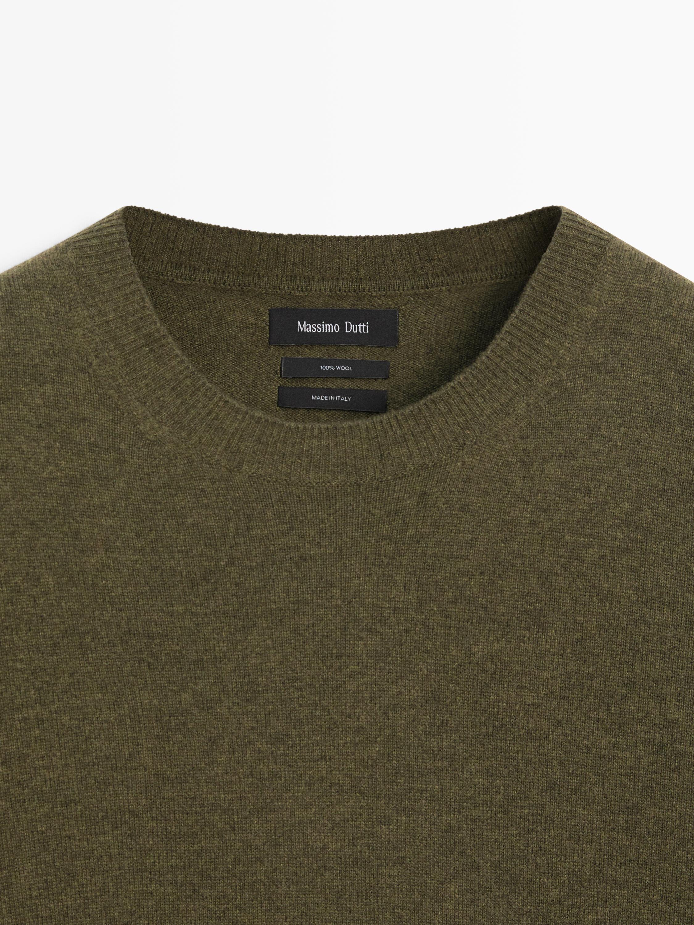 100% wool knit sweater — GREEN MARL