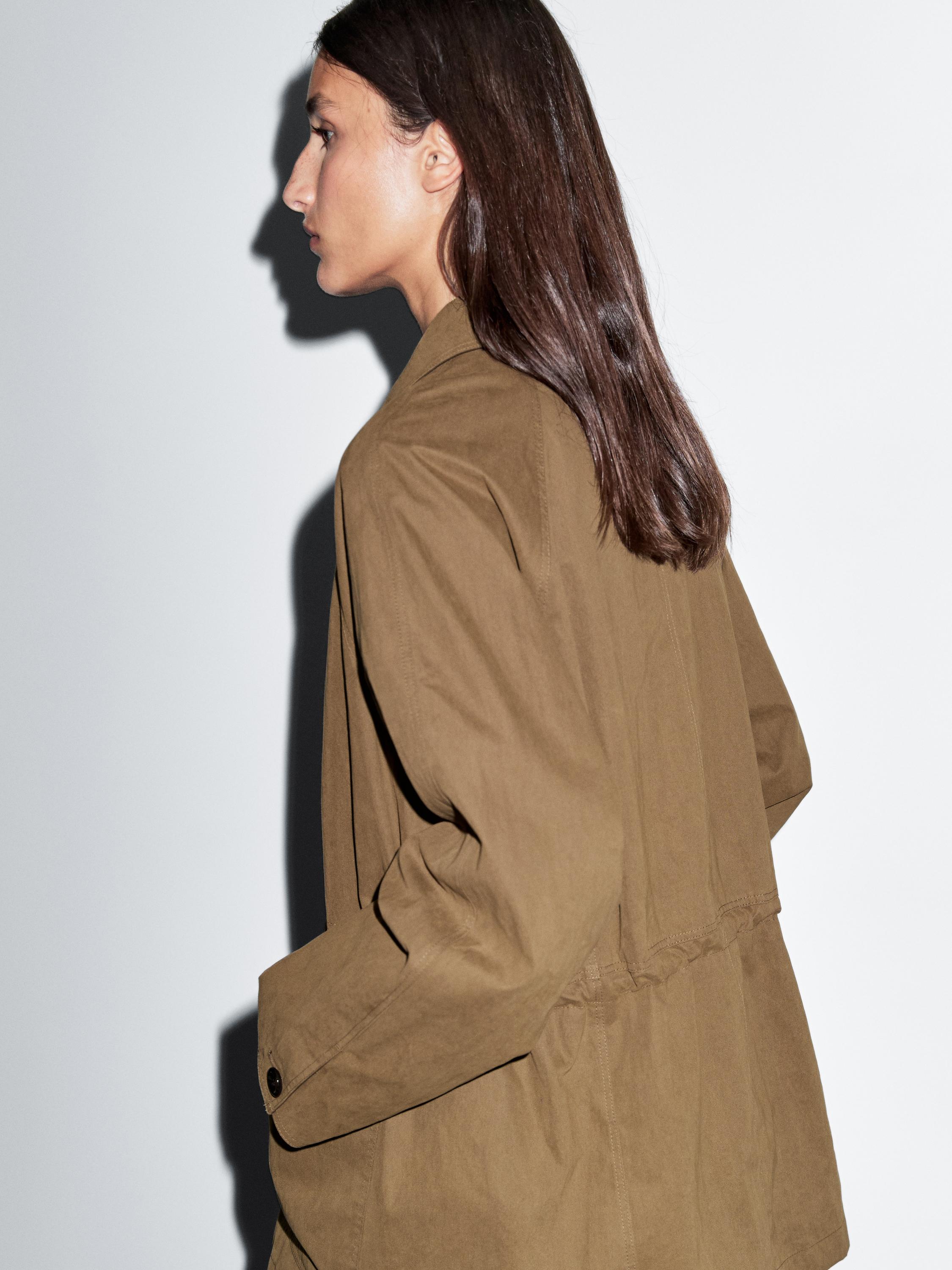 Cotton blend fitted-waist trench coat