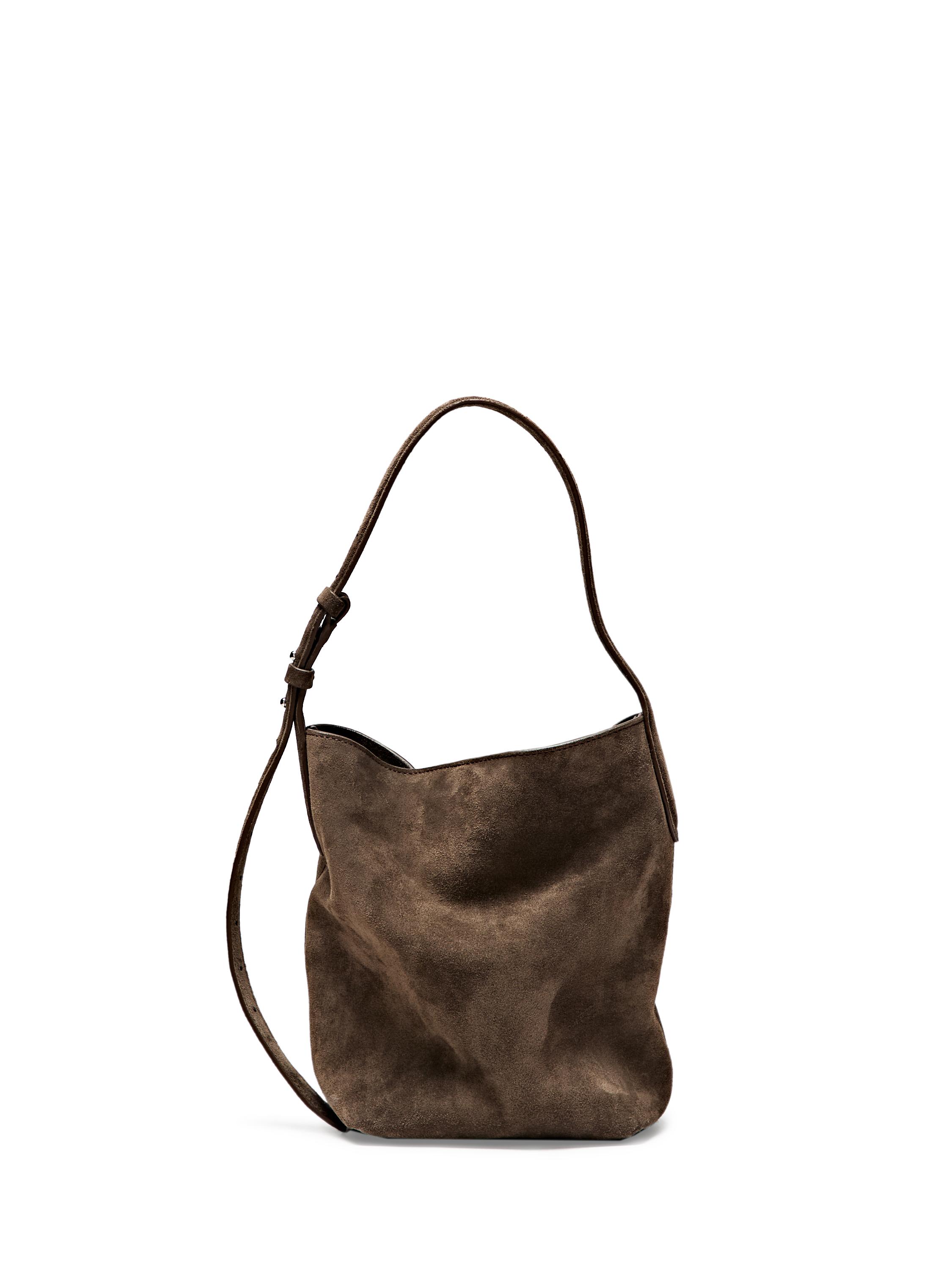 Süet deri mini kova çanta