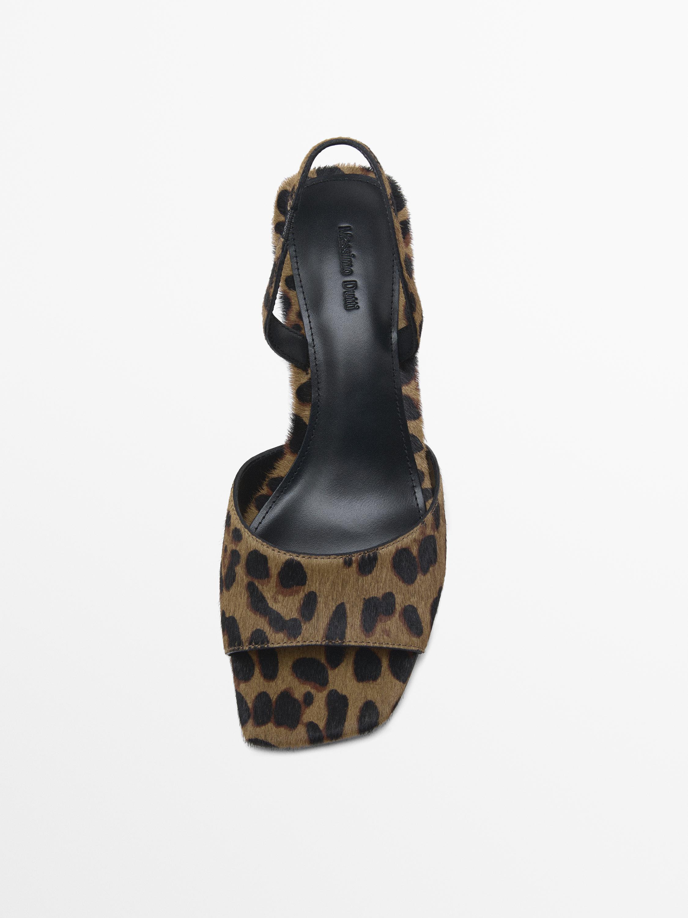 Animal print high-heel sandals