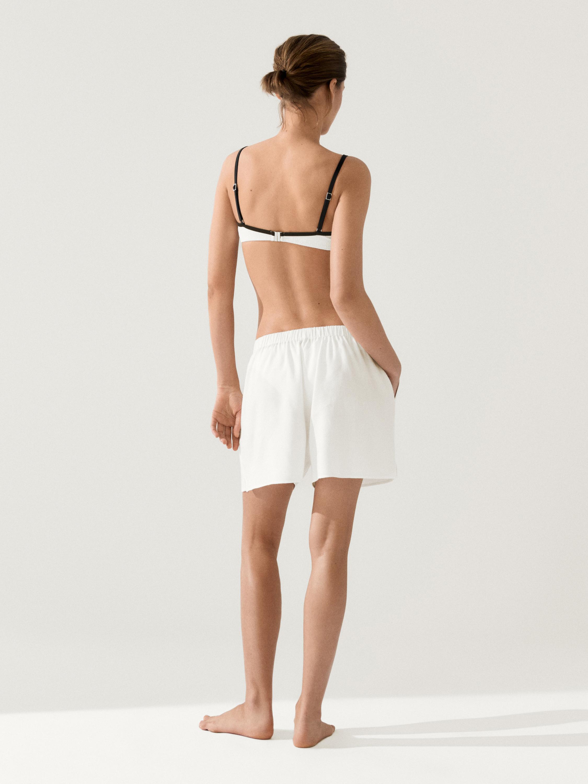 Linen blend total look short Bermuda shorts — Off white