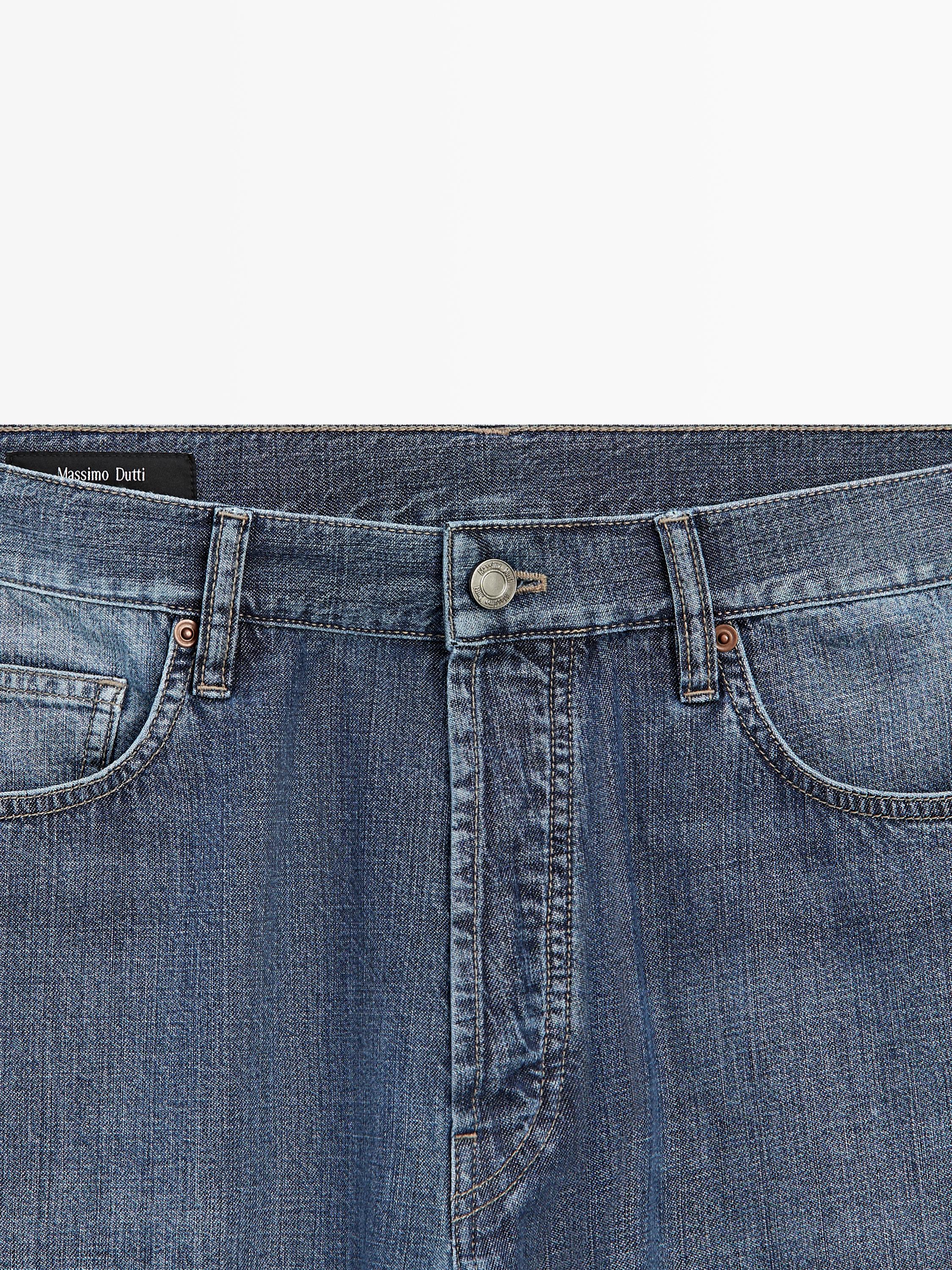 Lightweight straight-leg cotton jeans — INDIGO