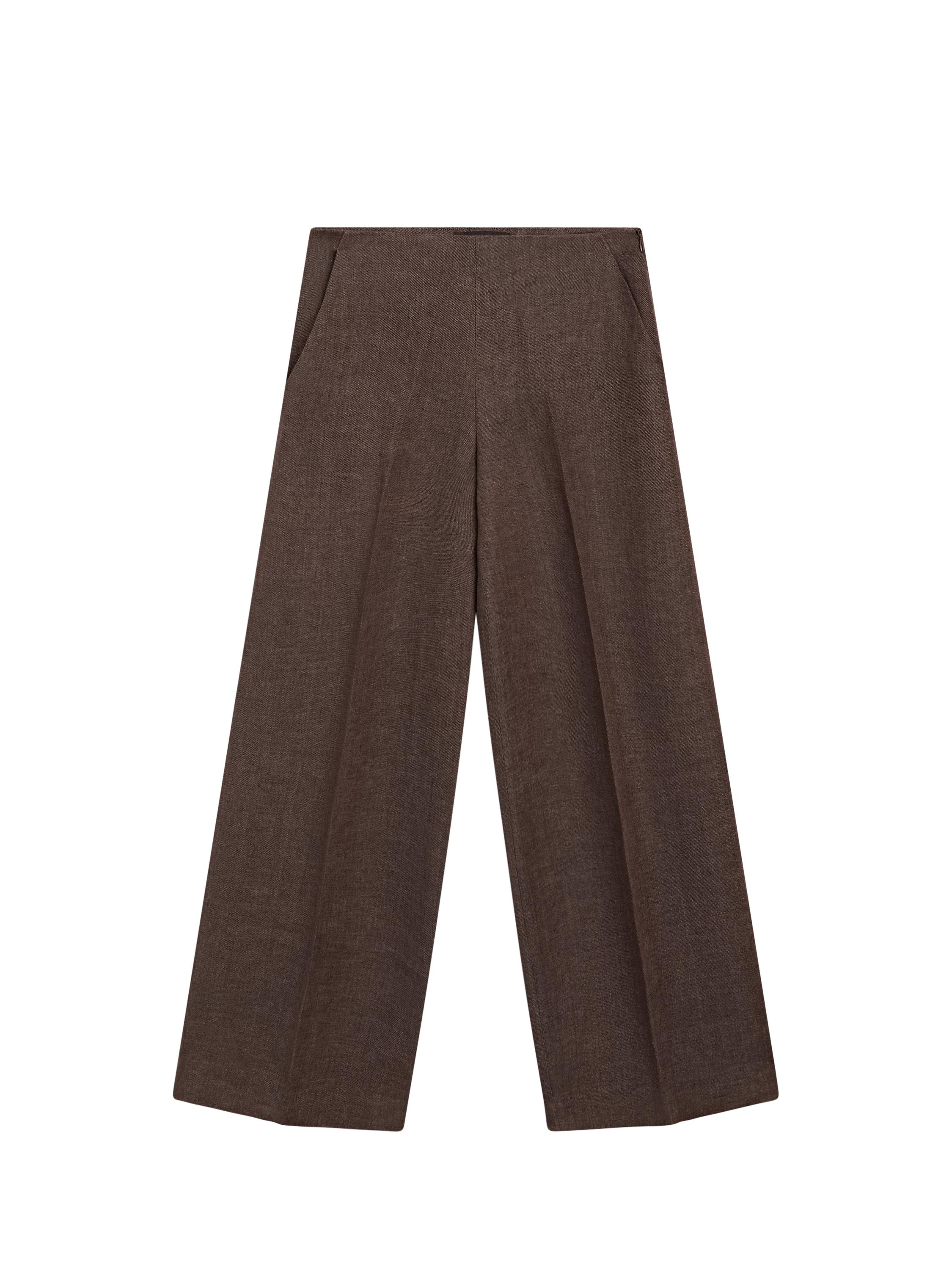 Flowing linen suit trousers — BROWN