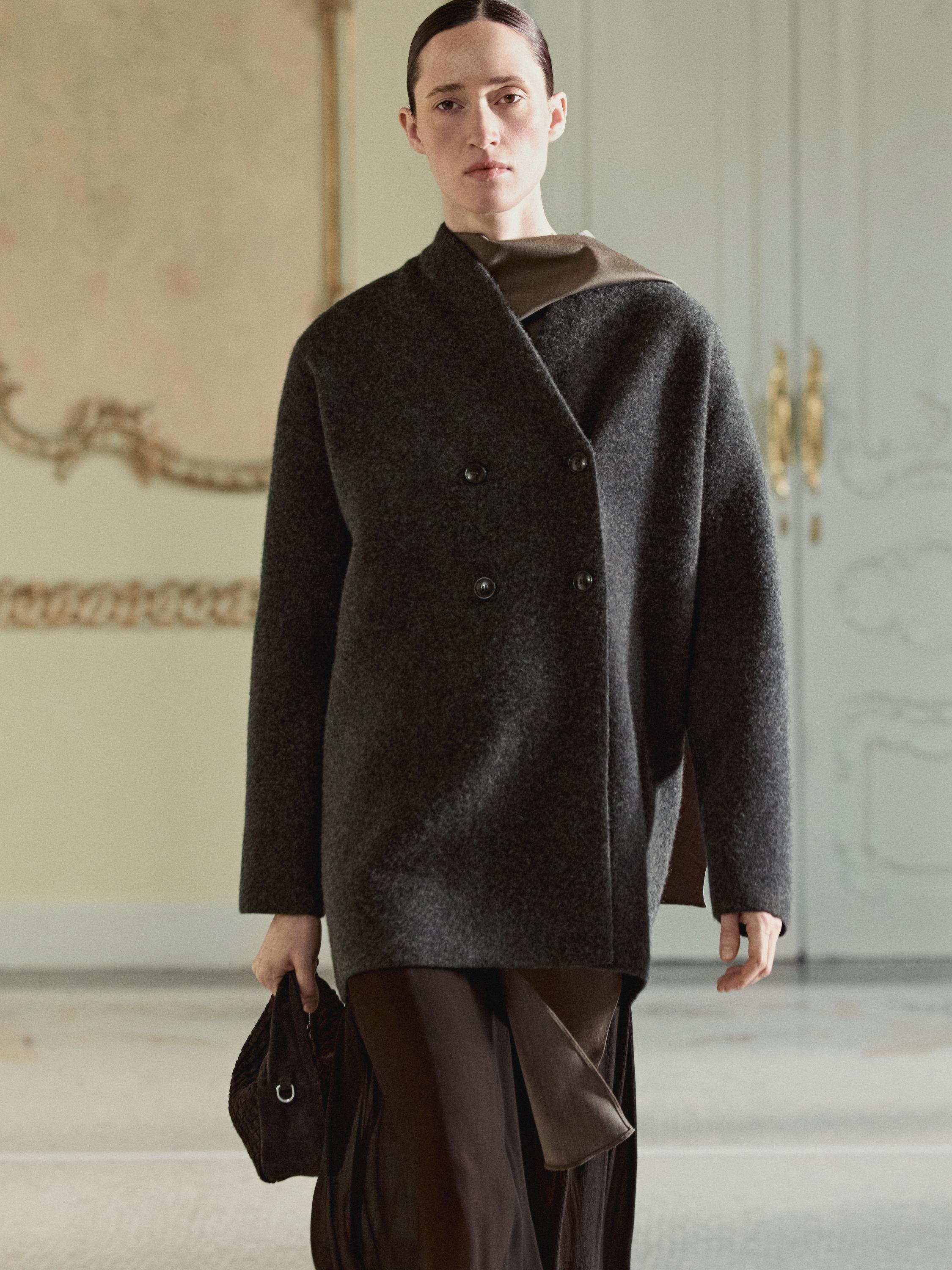 معطف من الصوف المخلوط بياقة توكسيدو