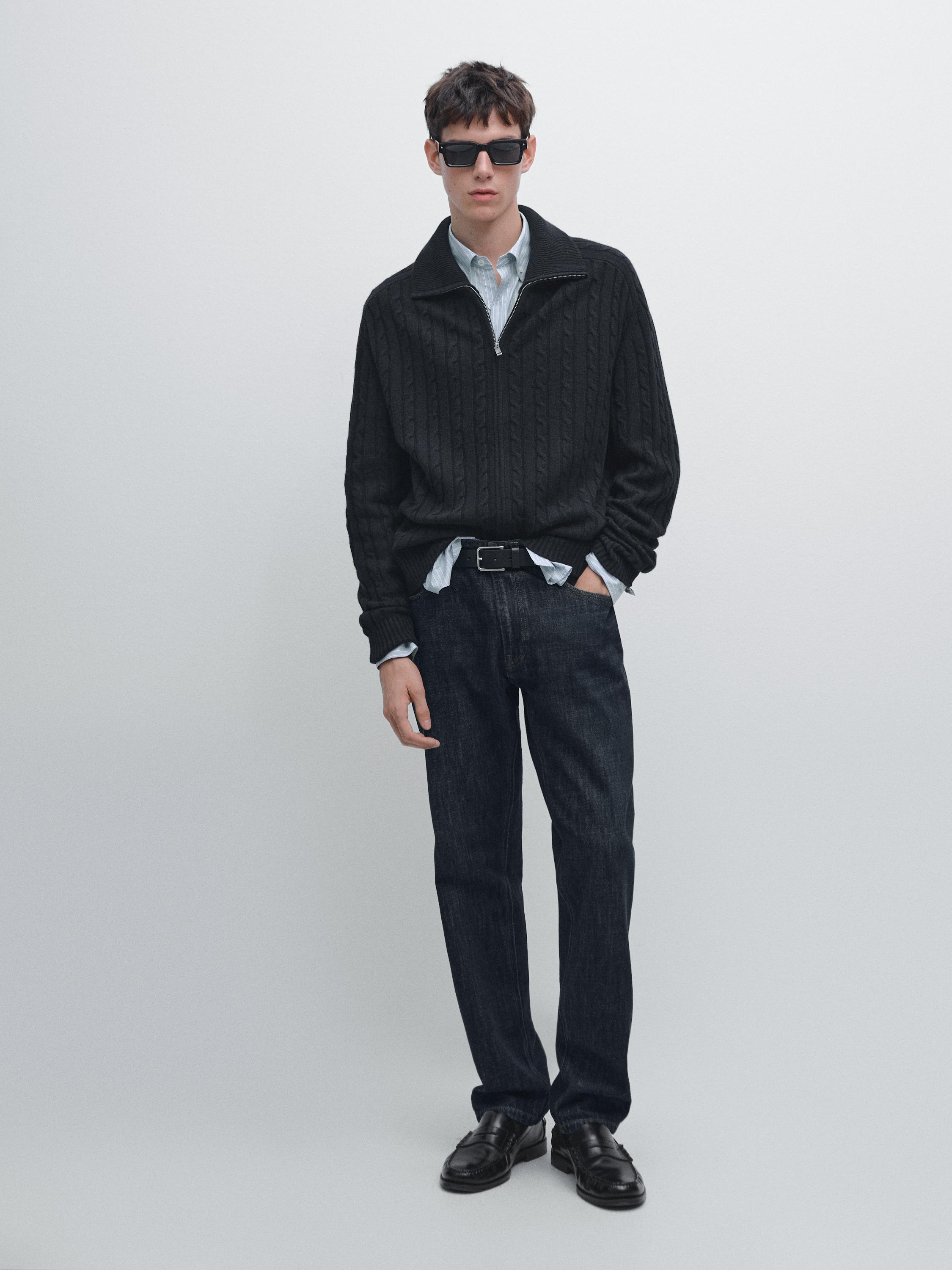 Cárdigan cremallera trenzado 100% lana