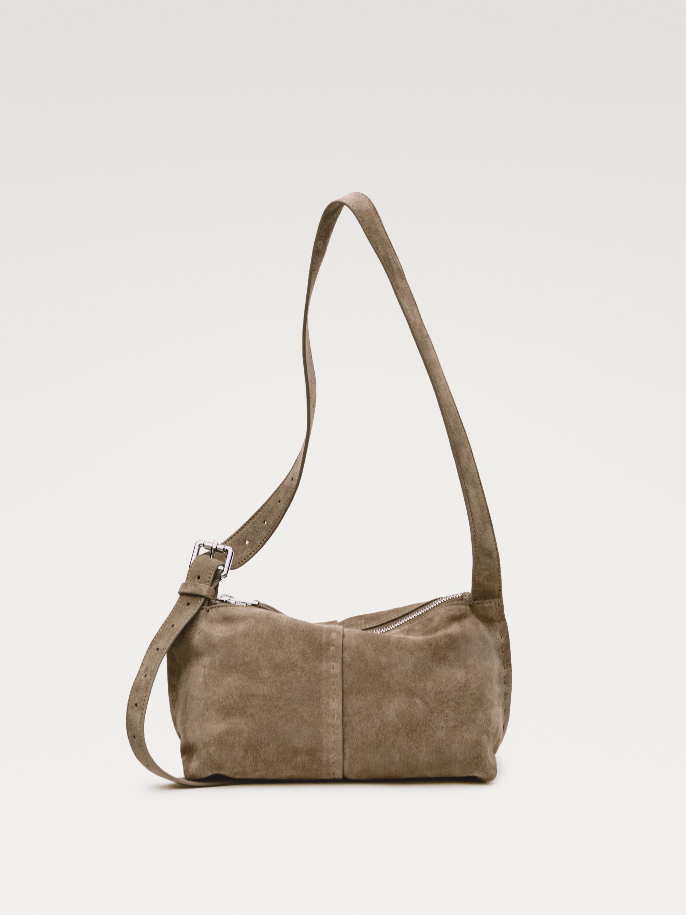 Small suede leather shoulder bag