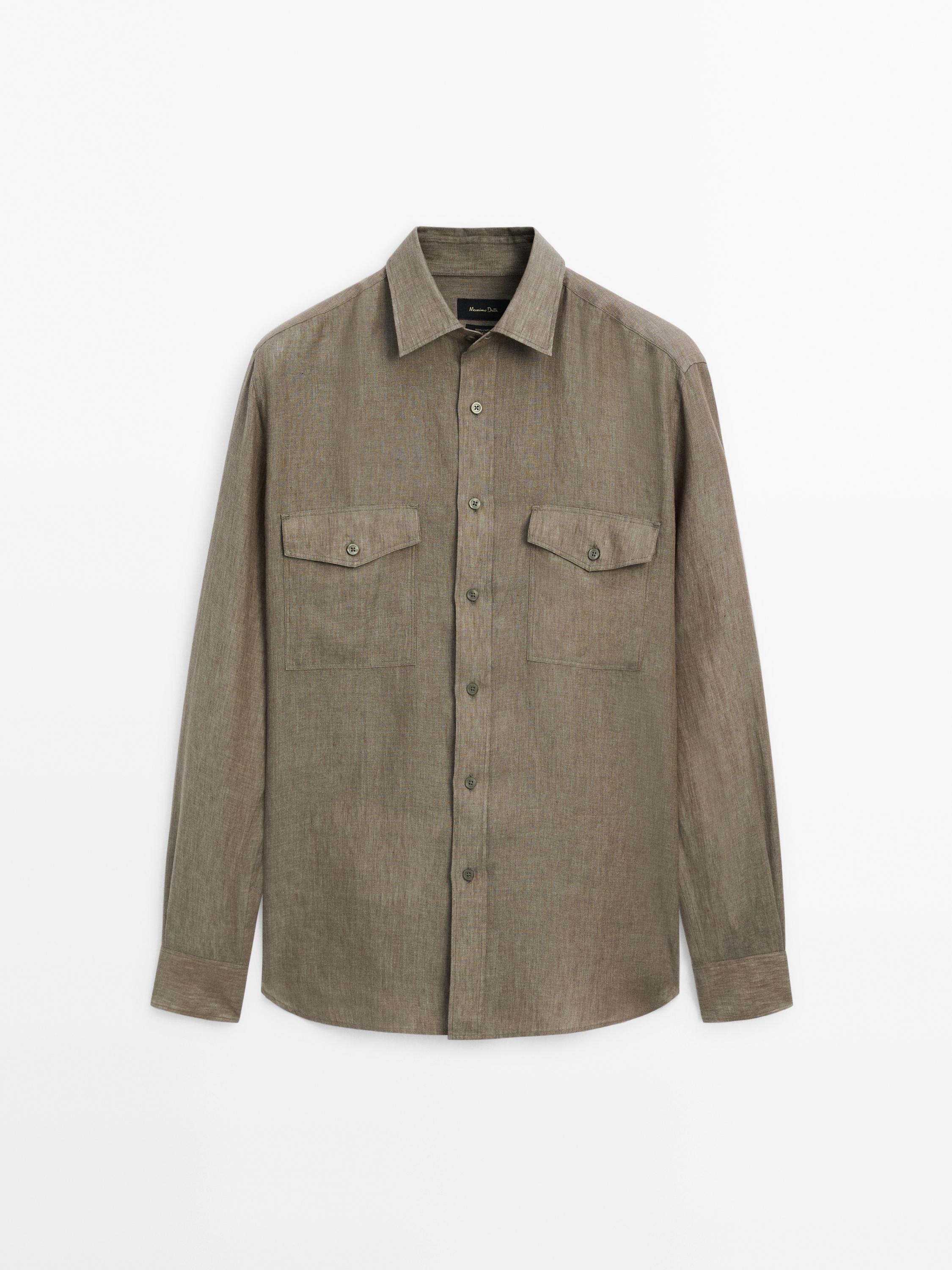 Camisa bolsillos 100% lino