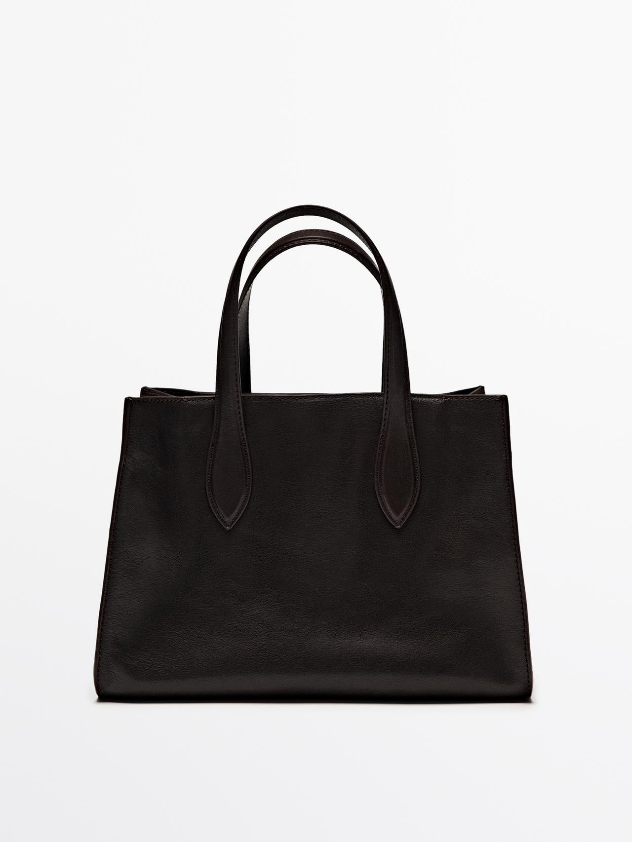 Massimo Dutti - Dame - Shoppertaske I Nappaskind - Brun - 01