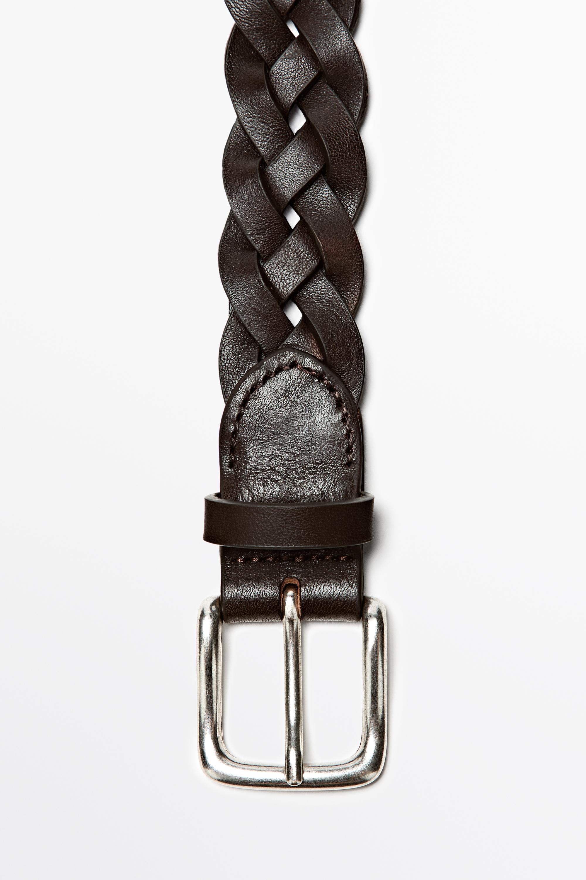 Braided nappa leather belt — BROWN
