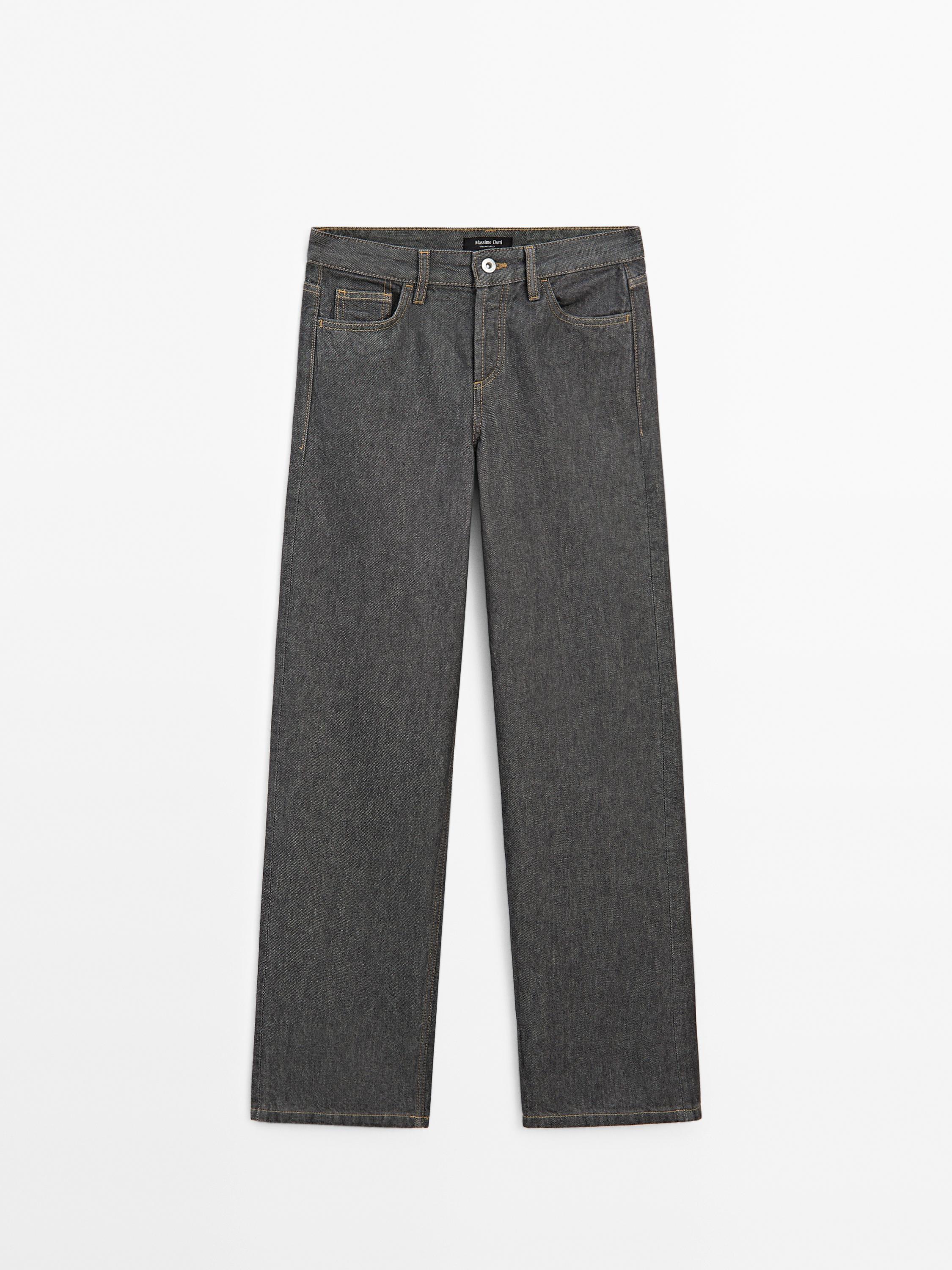 Mid-rise wide-leg cotton jeans