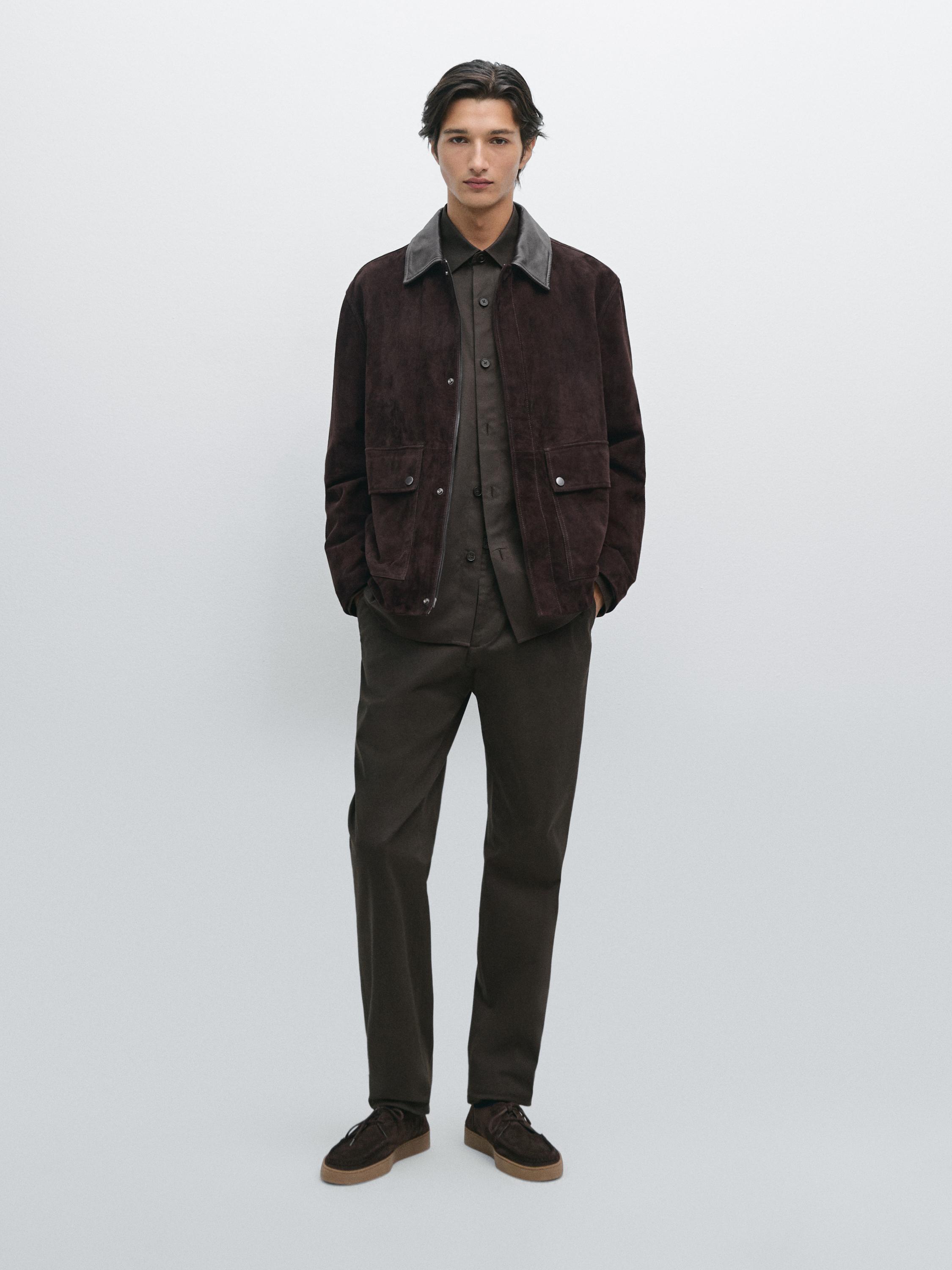 Calças slim fit 100% algodão