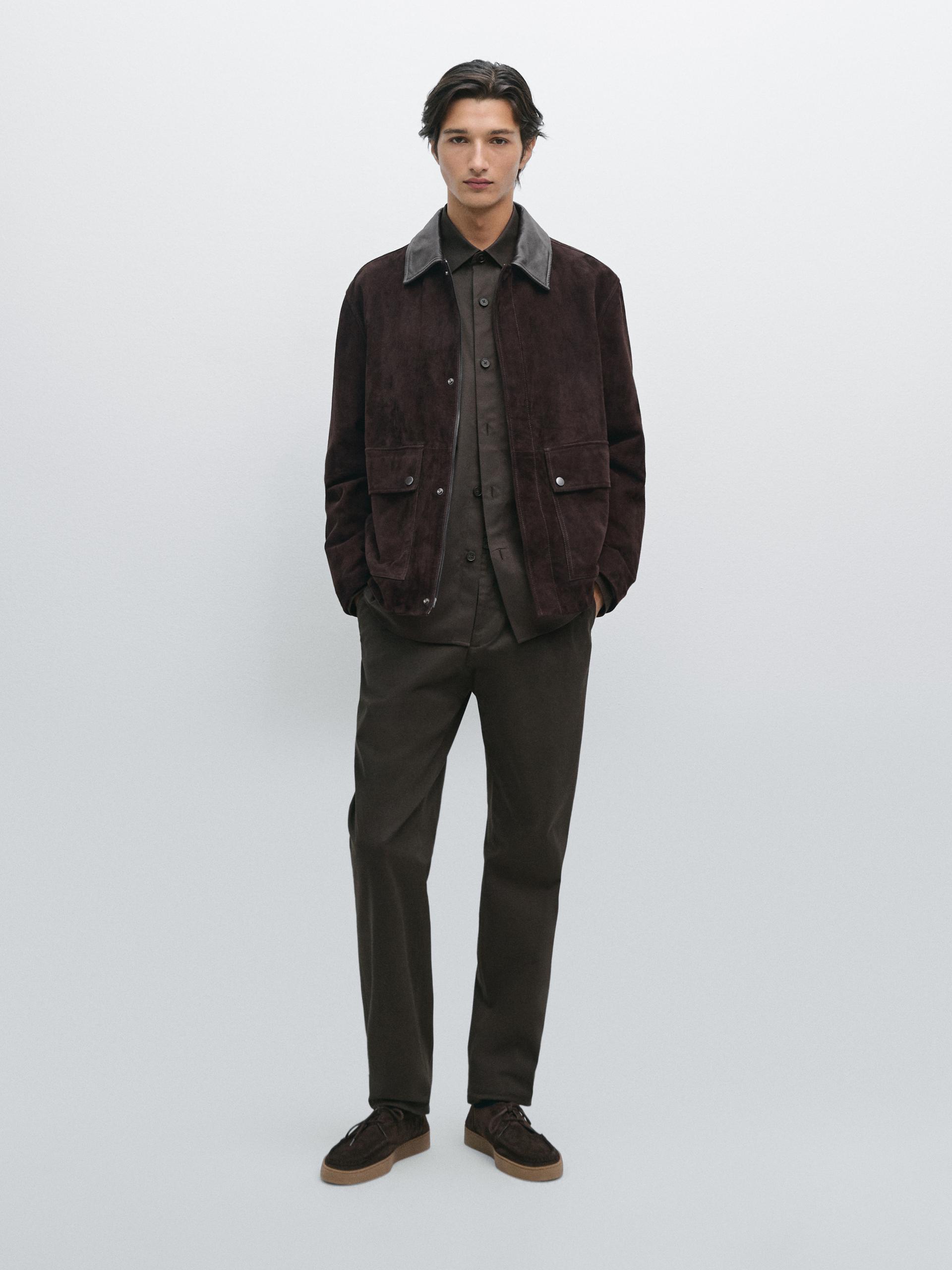 Bawełniane Spodnie O Kroju Slim - Brązowy - 48 - Massimo Dutti - Mężczyzna