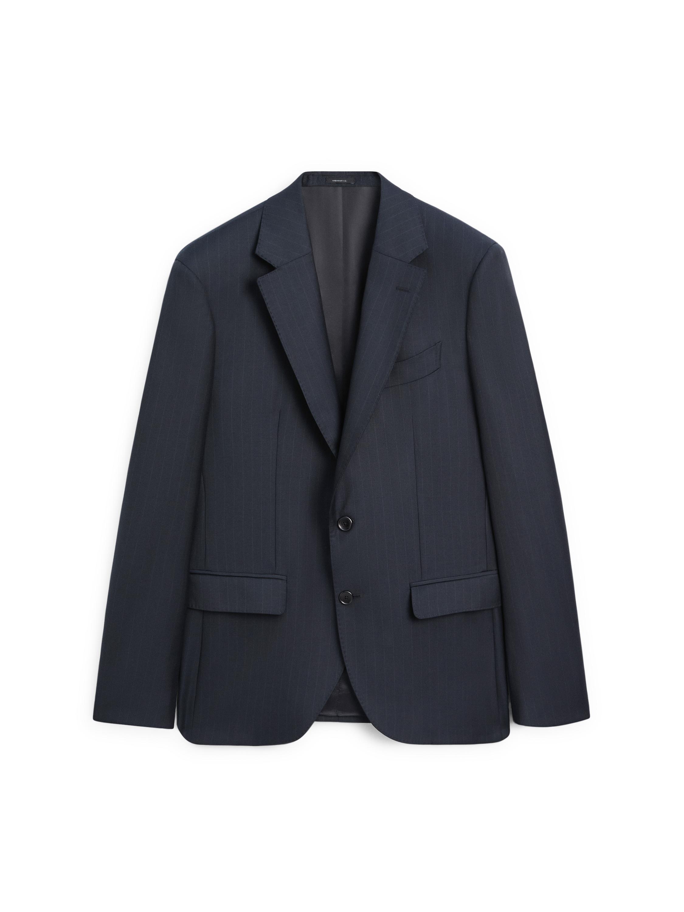 100% cool wool striped suit blazer — NAVY BLUE