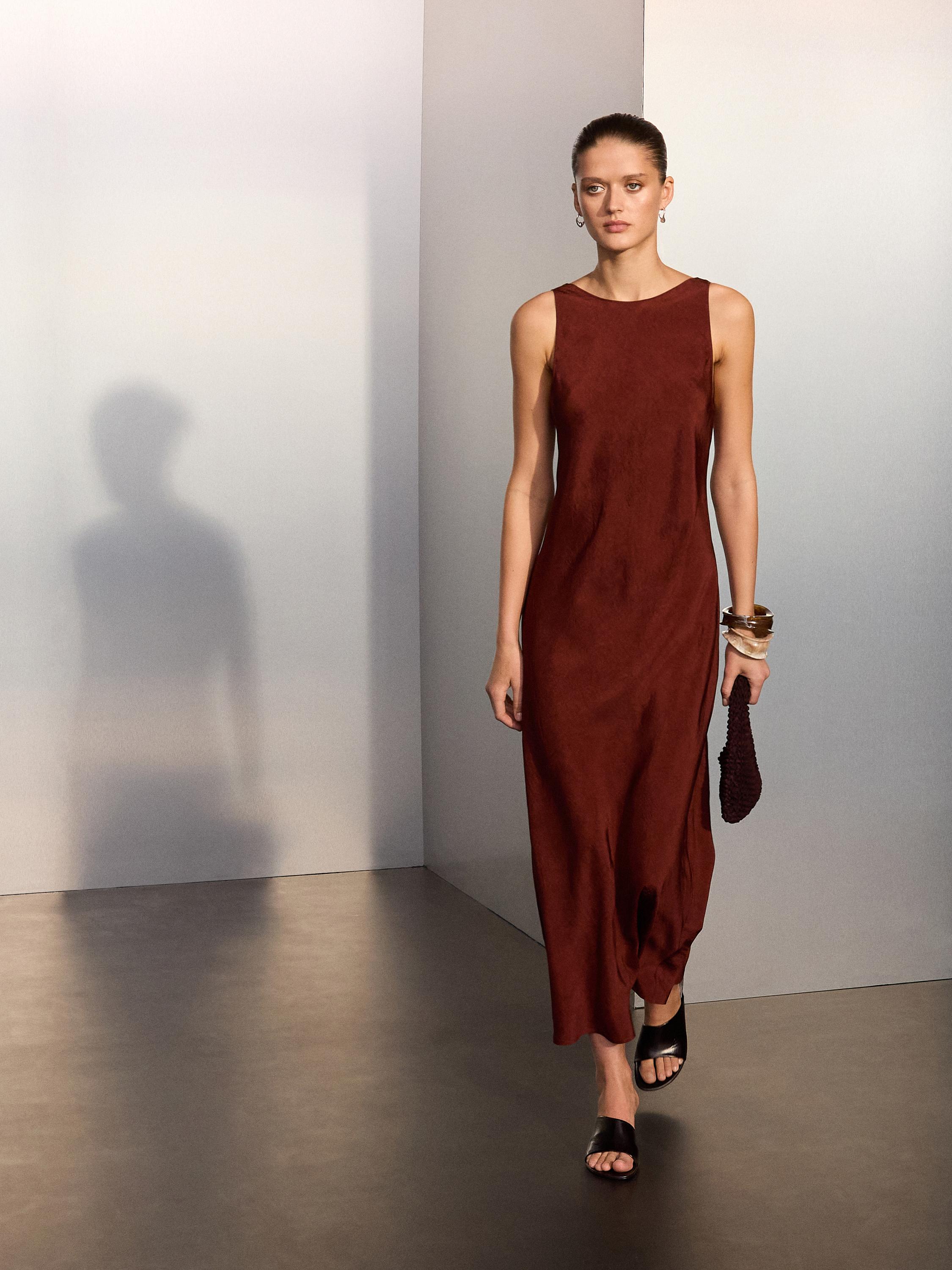 Satin halterneck midi dress