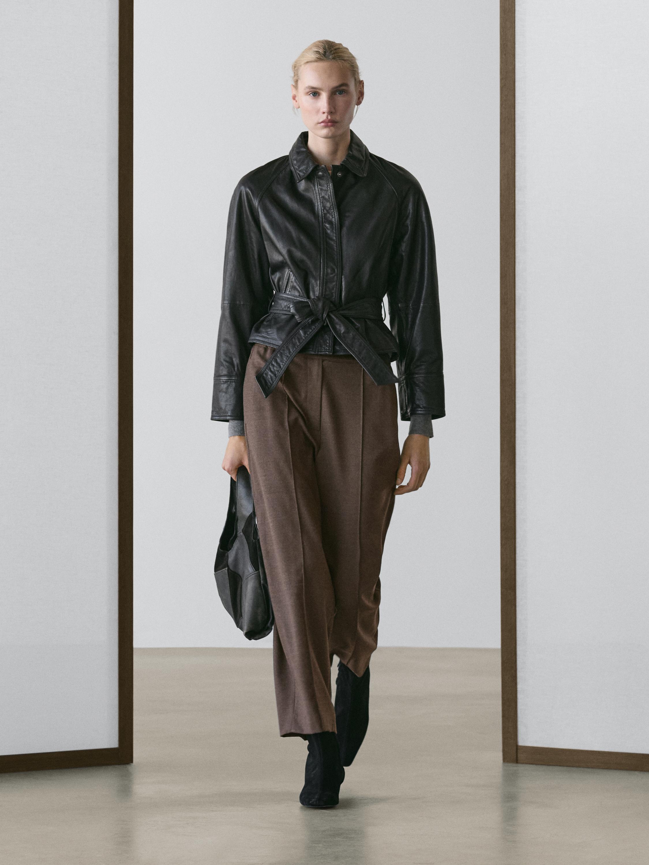 Pantalón con lana barrel fit